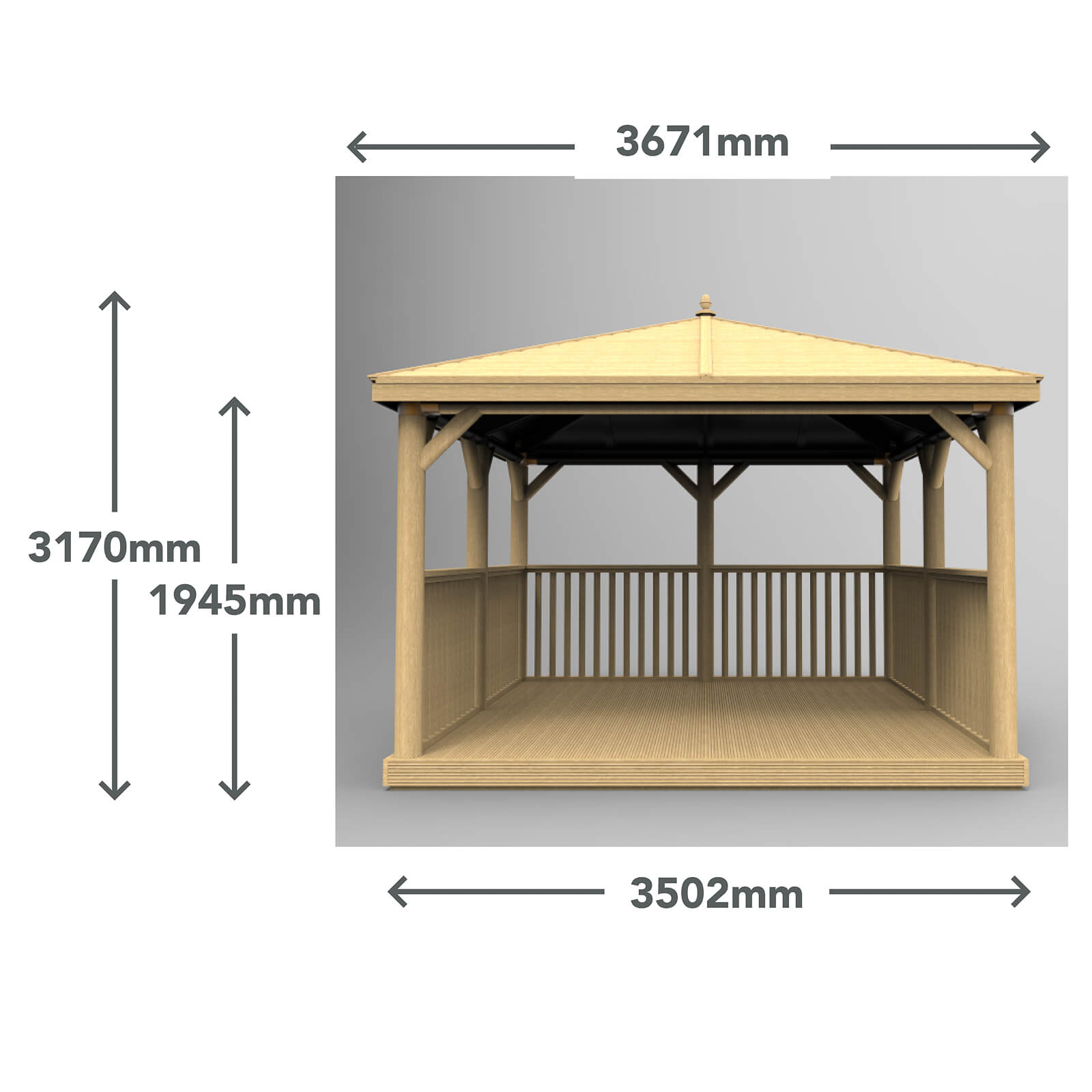 Forest (Installation Included) Timber Roof Square Gazebo - 3.5m