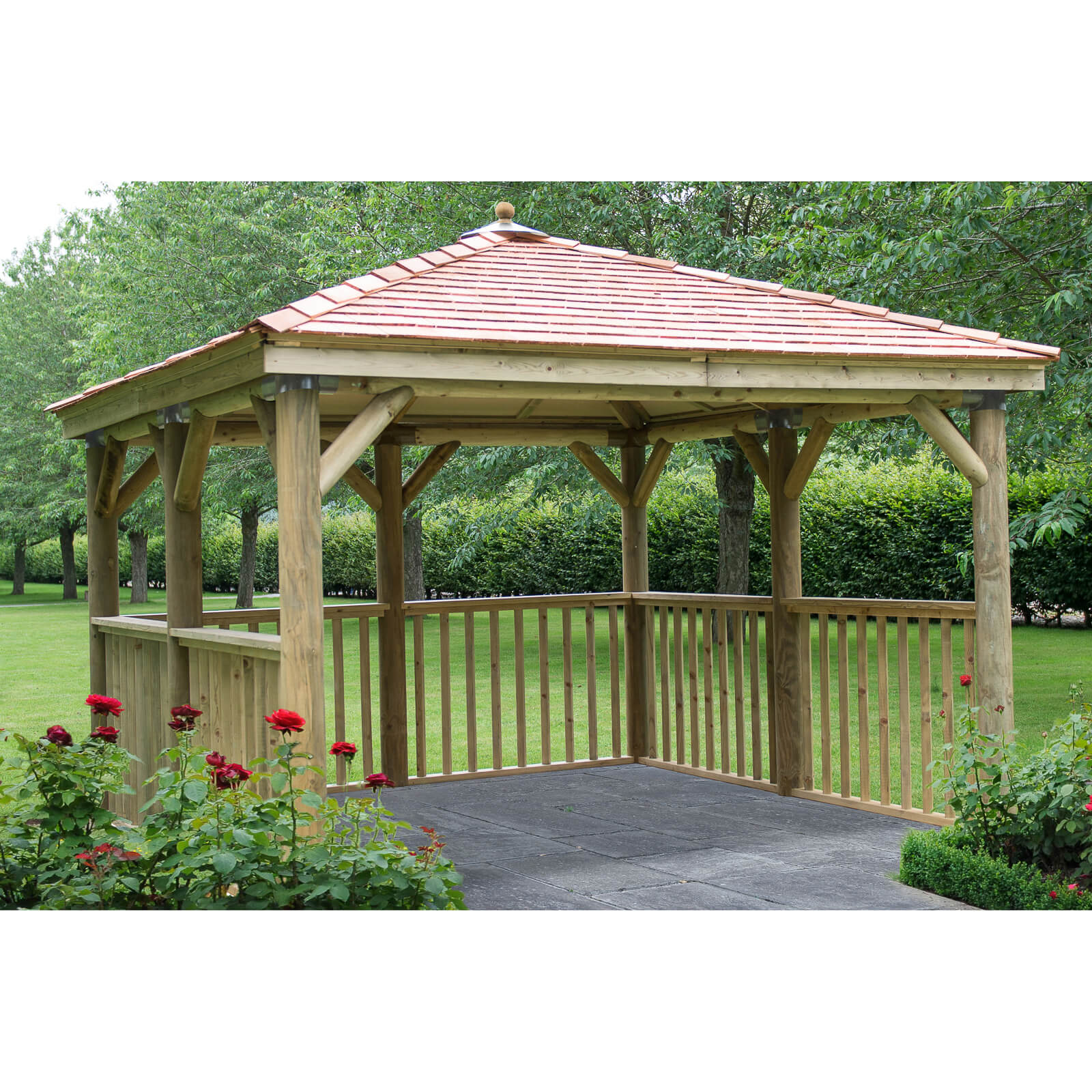 Forest (Installation Included) Cedar Roof Square Gazebo No Floor - 3.5m