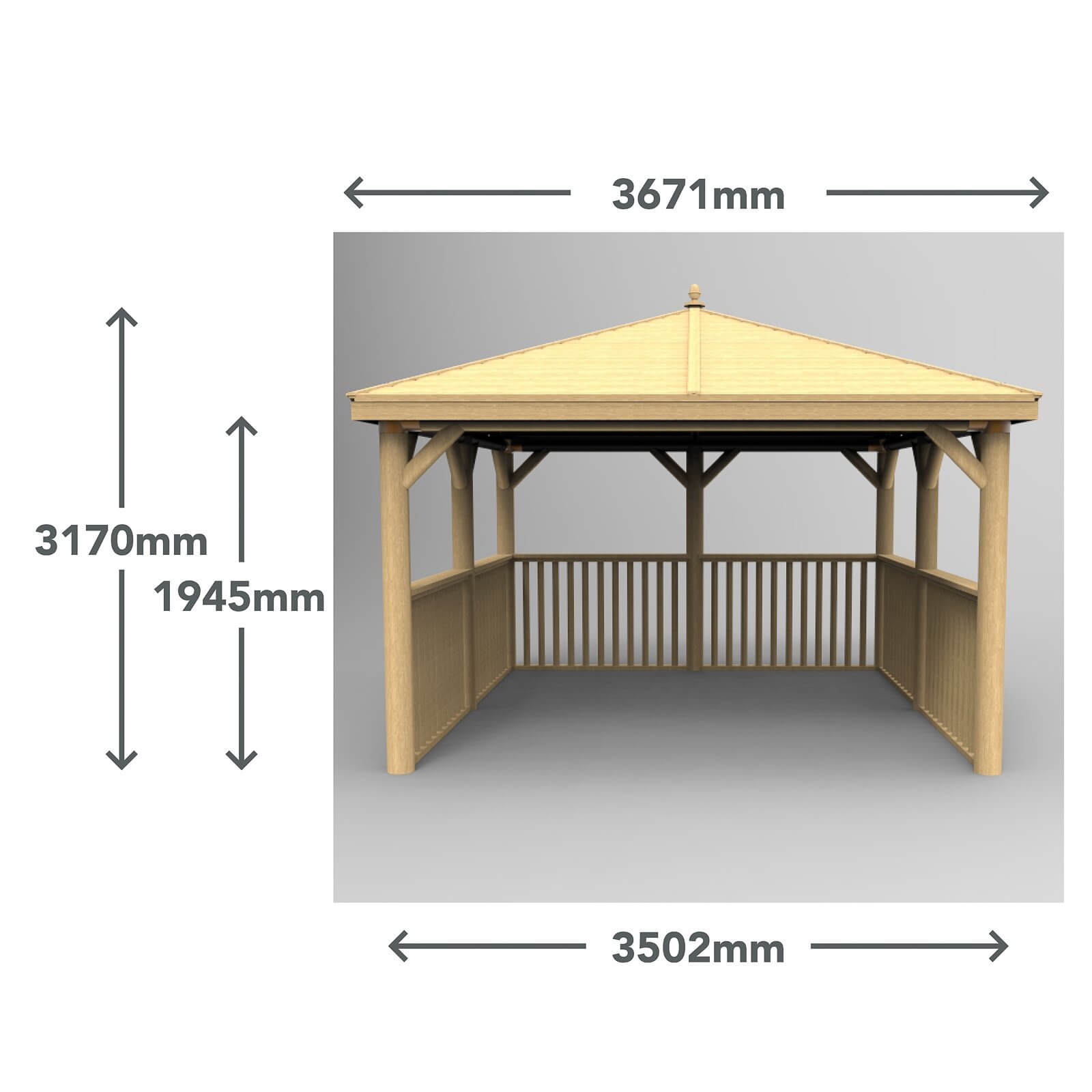 Forest (Installation Included) Timber Roof Square Gazebo No Floor - 3.5m