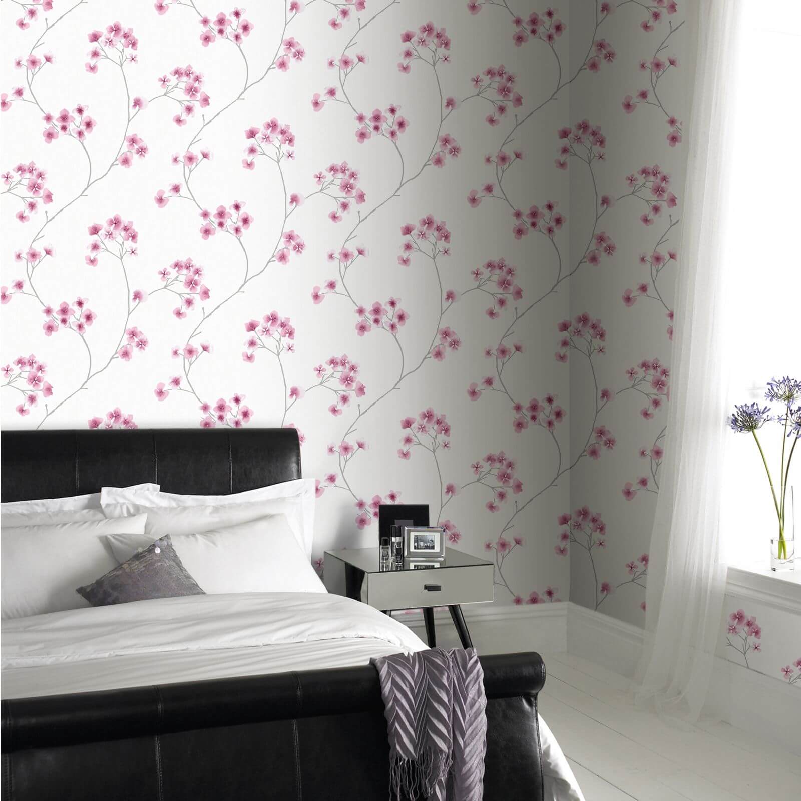 Superfresco Easy Radiance Paste the Wall Wallpaper - White & Pink