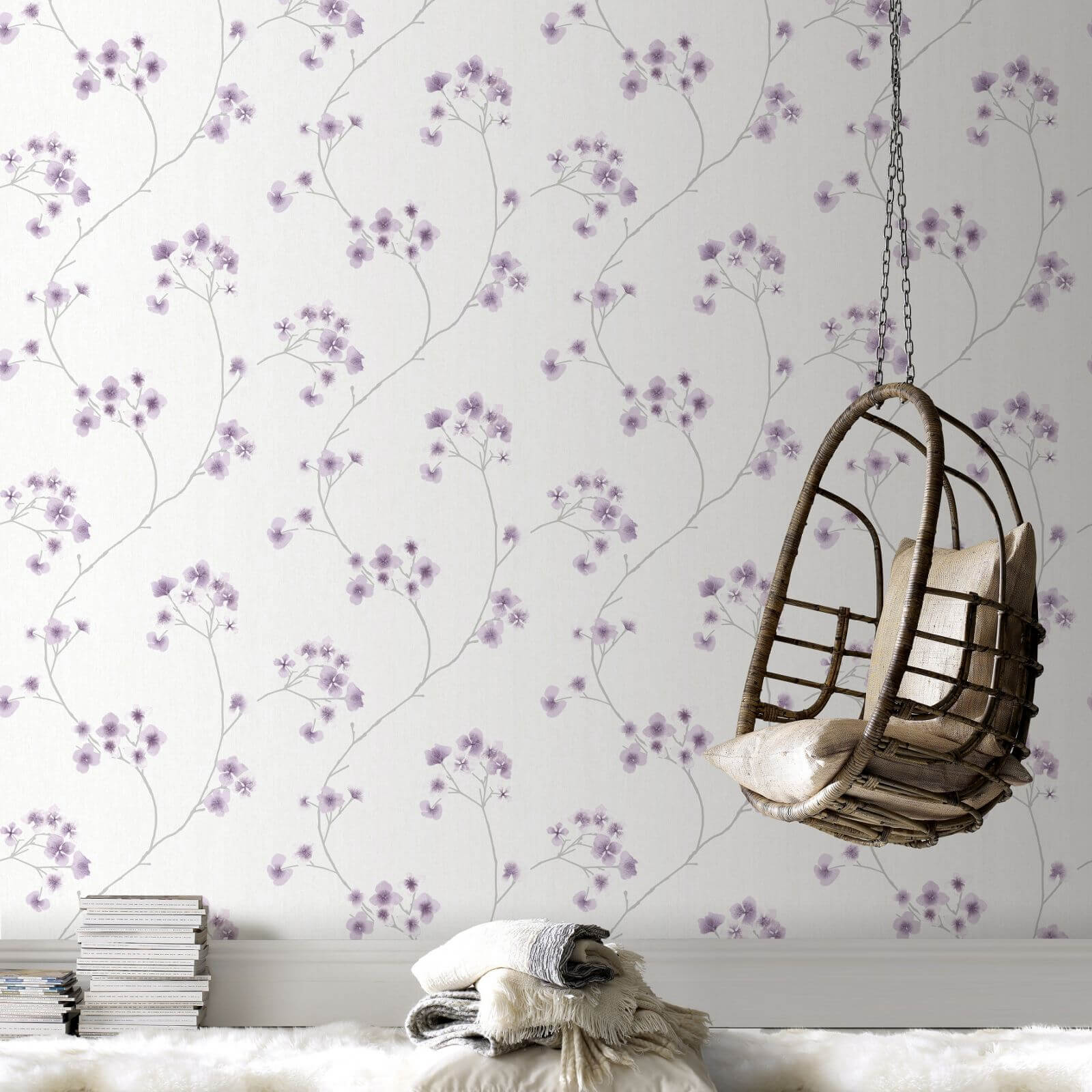 Superfresco Easy Paste the Wall Innocence Radiance Wallpaper - White & Lavender