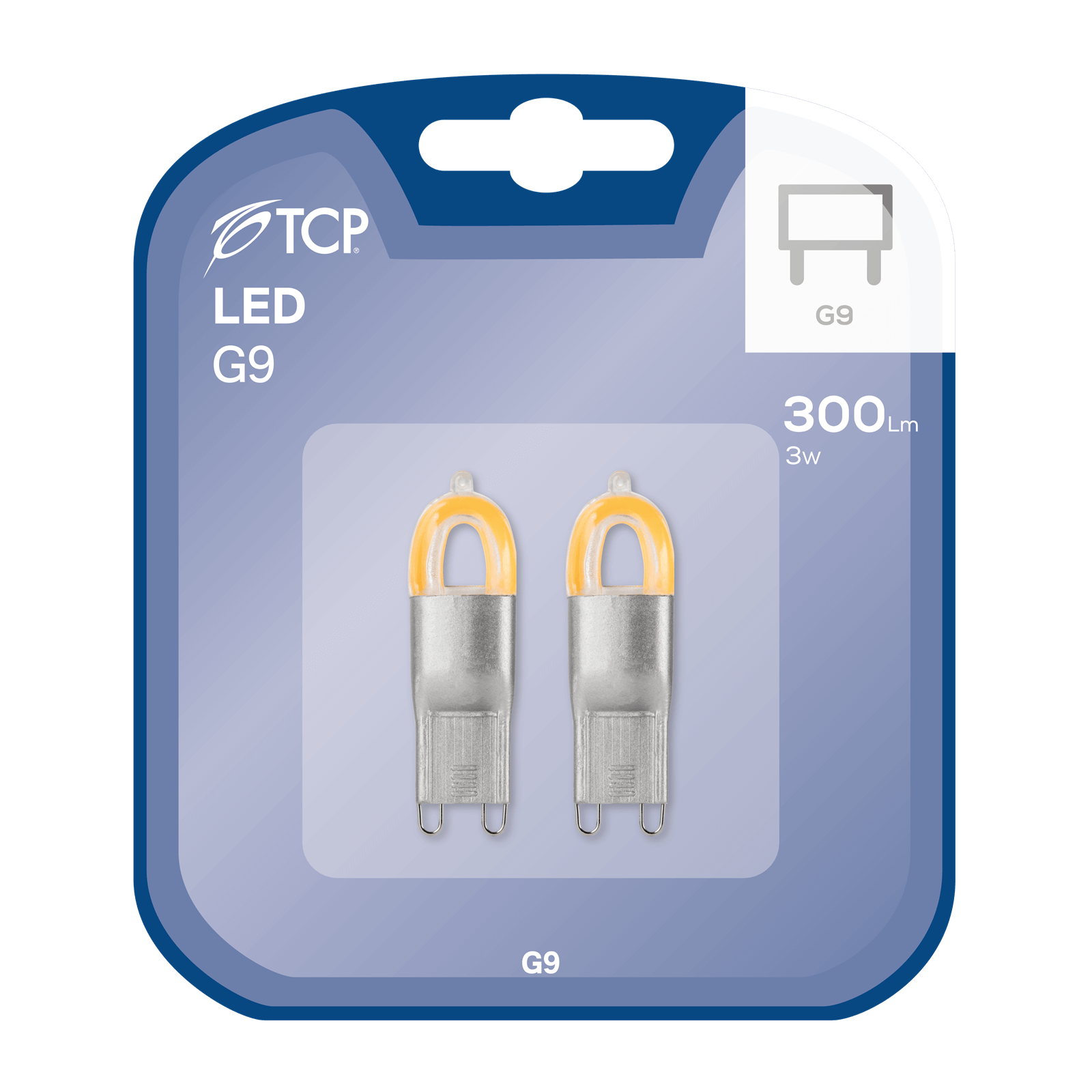 TCP LED G9 3W Silver Clear Light Bulb 3000K - 2 pack