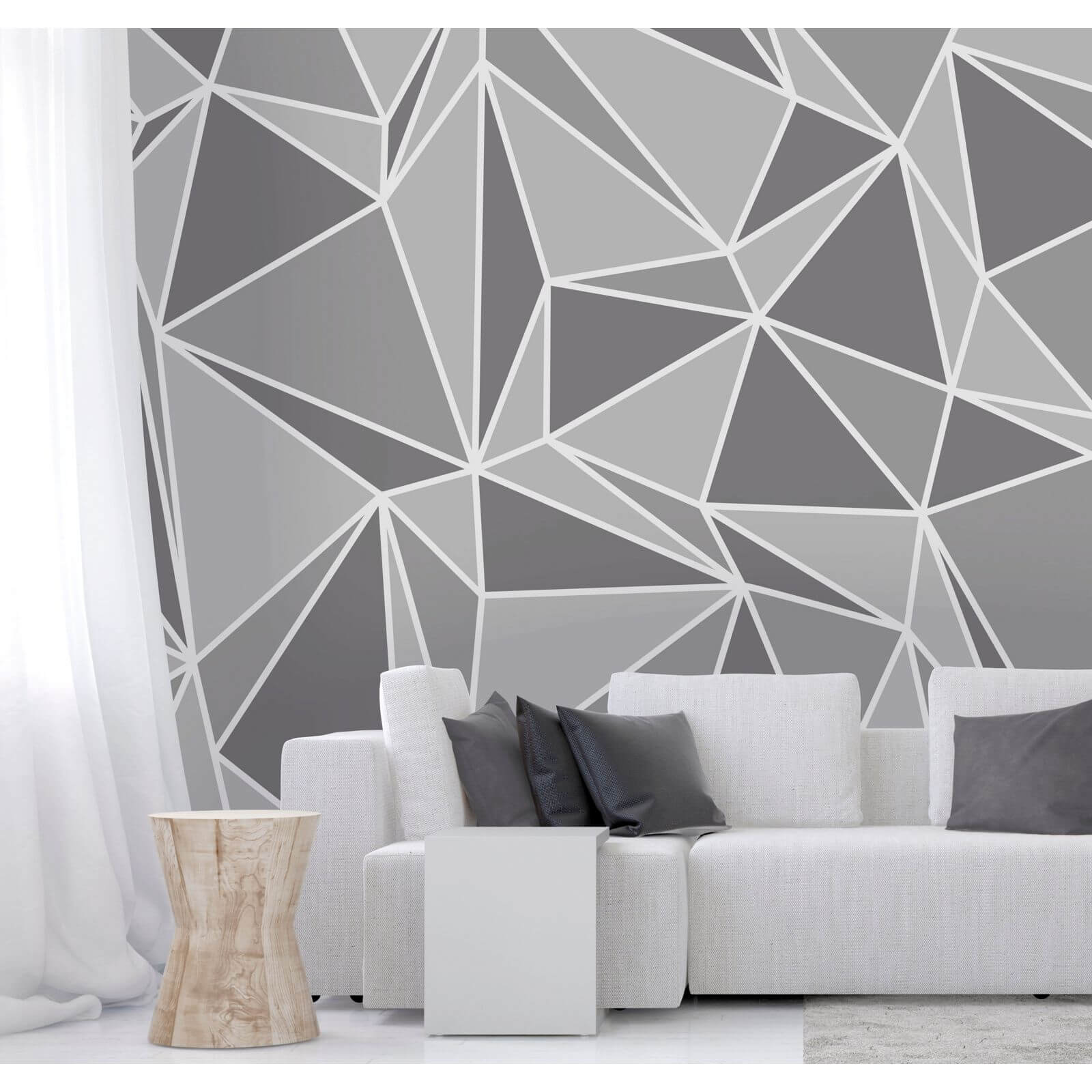 Fine Decor Radian Grey and White Smooth Wallpaper Mural