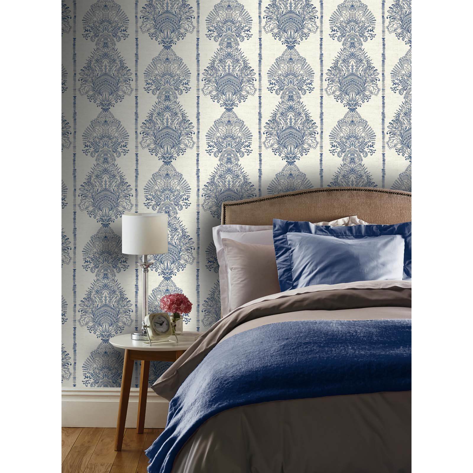 Arthouse Silk Road Damask Embossed Indigo Blue Wallpaper Homebase