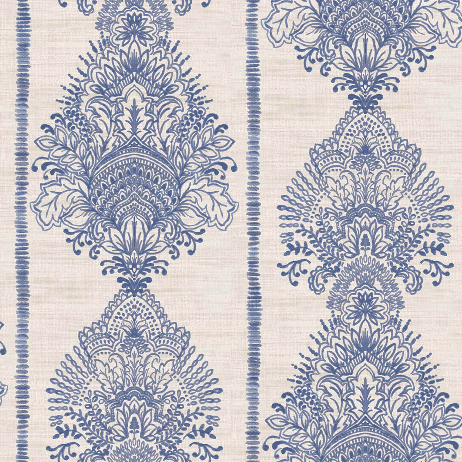 Arthouse Silk Road Damask Embossed Indigo Blue Wallpaper