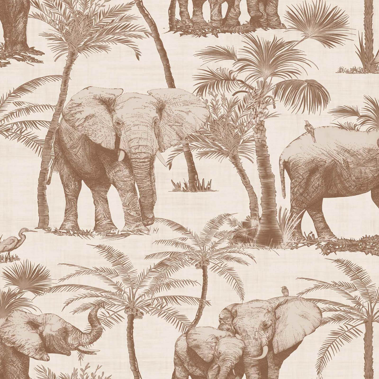 Arthouse Elephant Grove Jungle Embossed Metallic Coffee Wallpaper