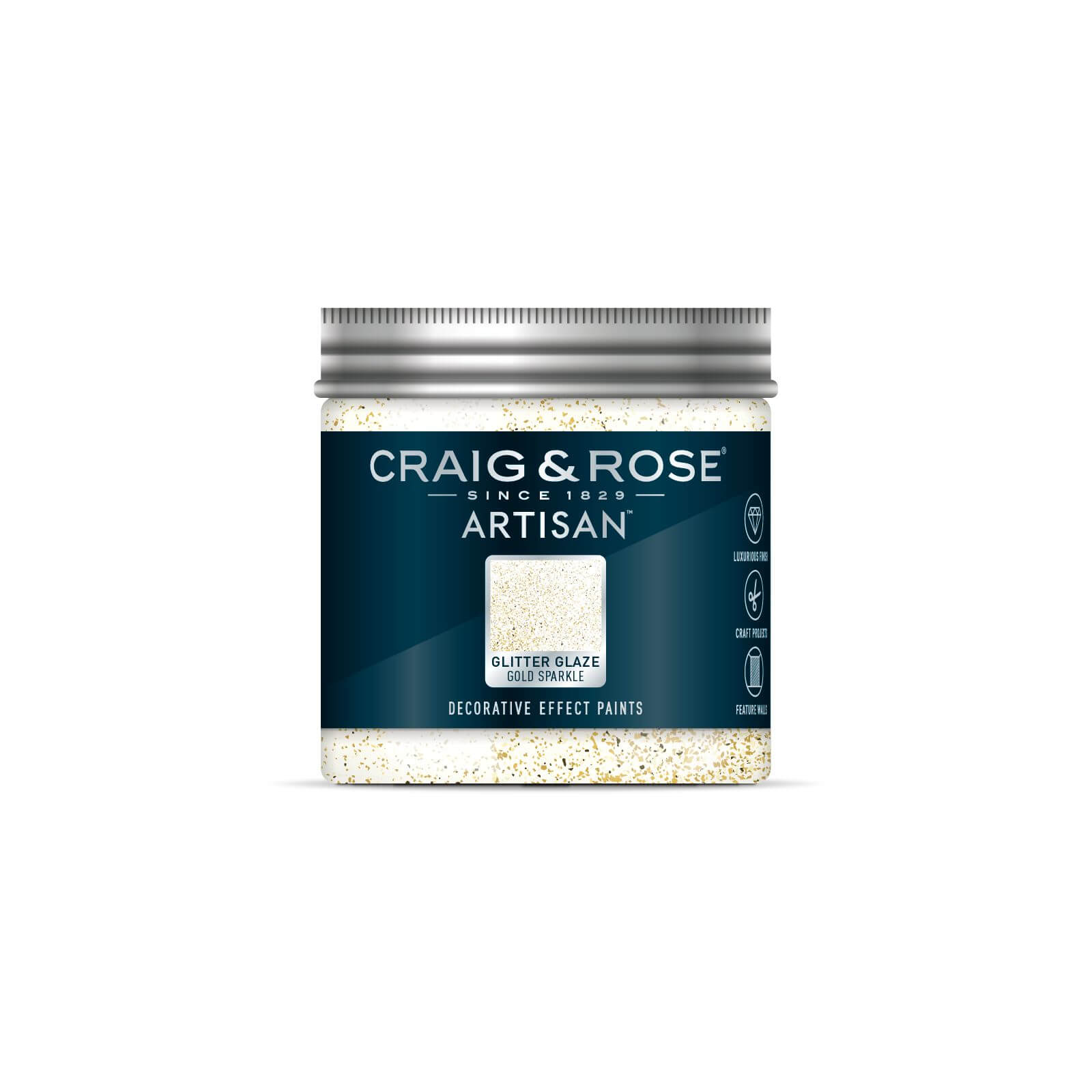 Craig & Rose Artisan Glitter Glaze Paint Gold Sparkle - 100ml