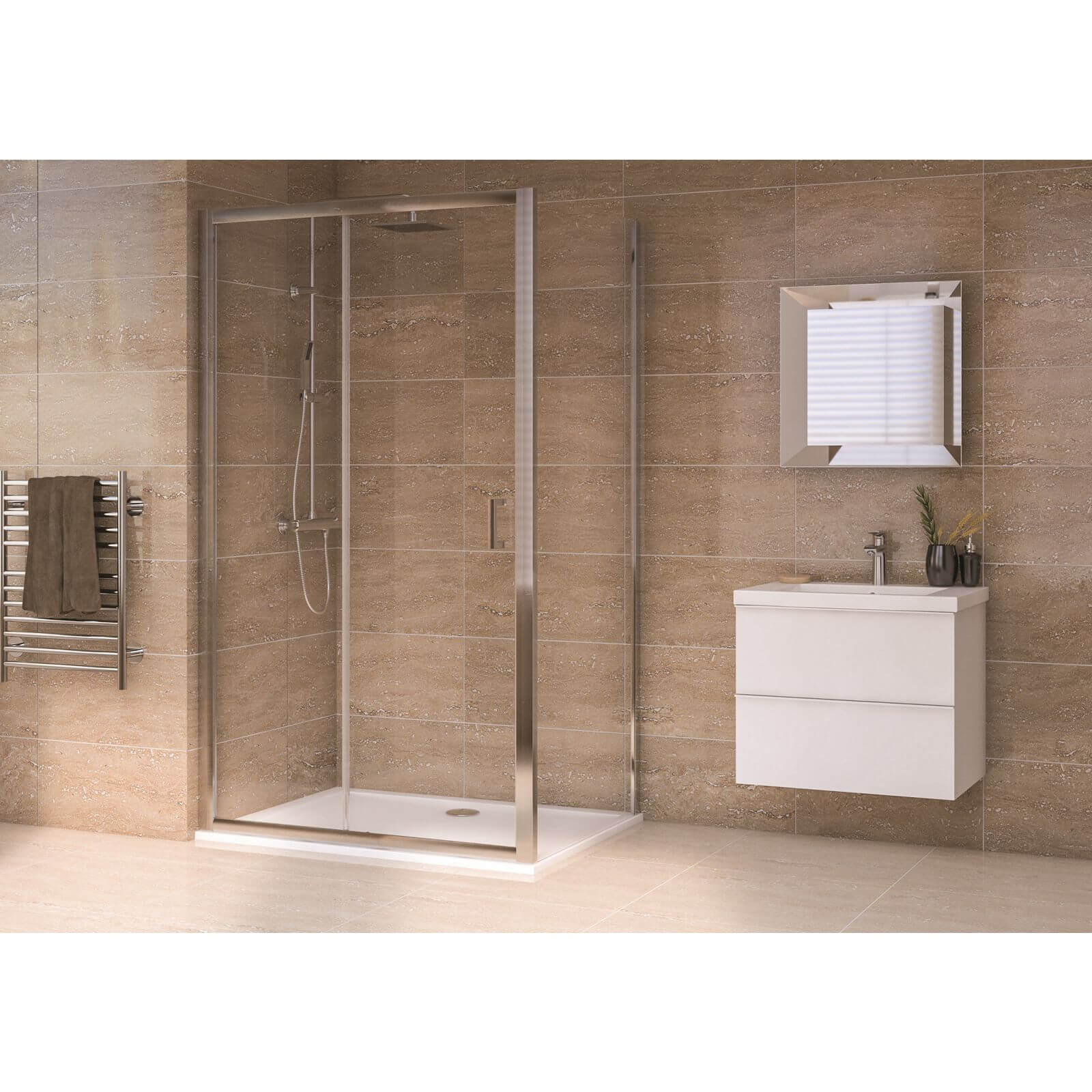 Aqualux Sliding Door Shower Enclosure - 1700 x 900mm