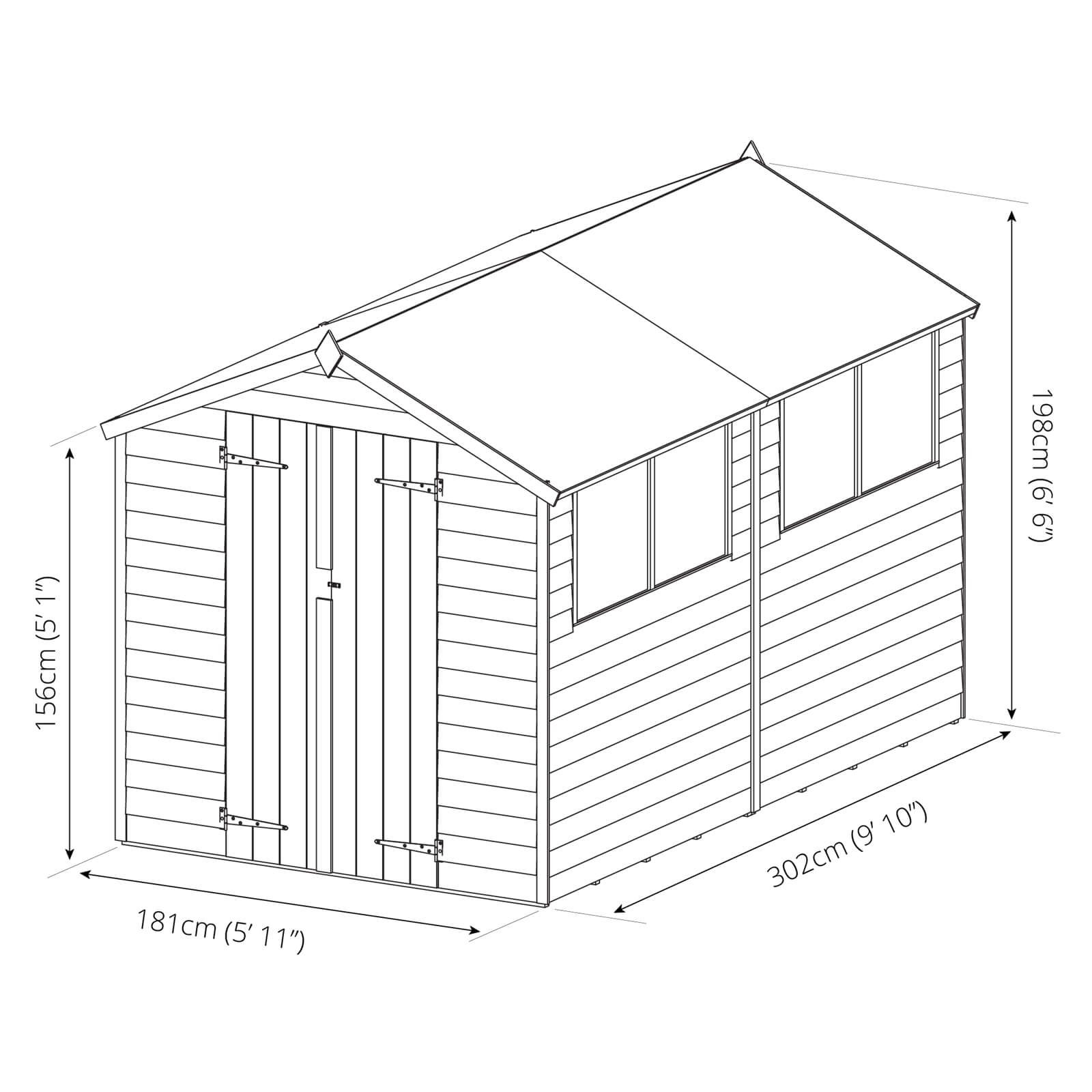 Mercia (Installation Included) 10x6ft Shiplap Apex Shed