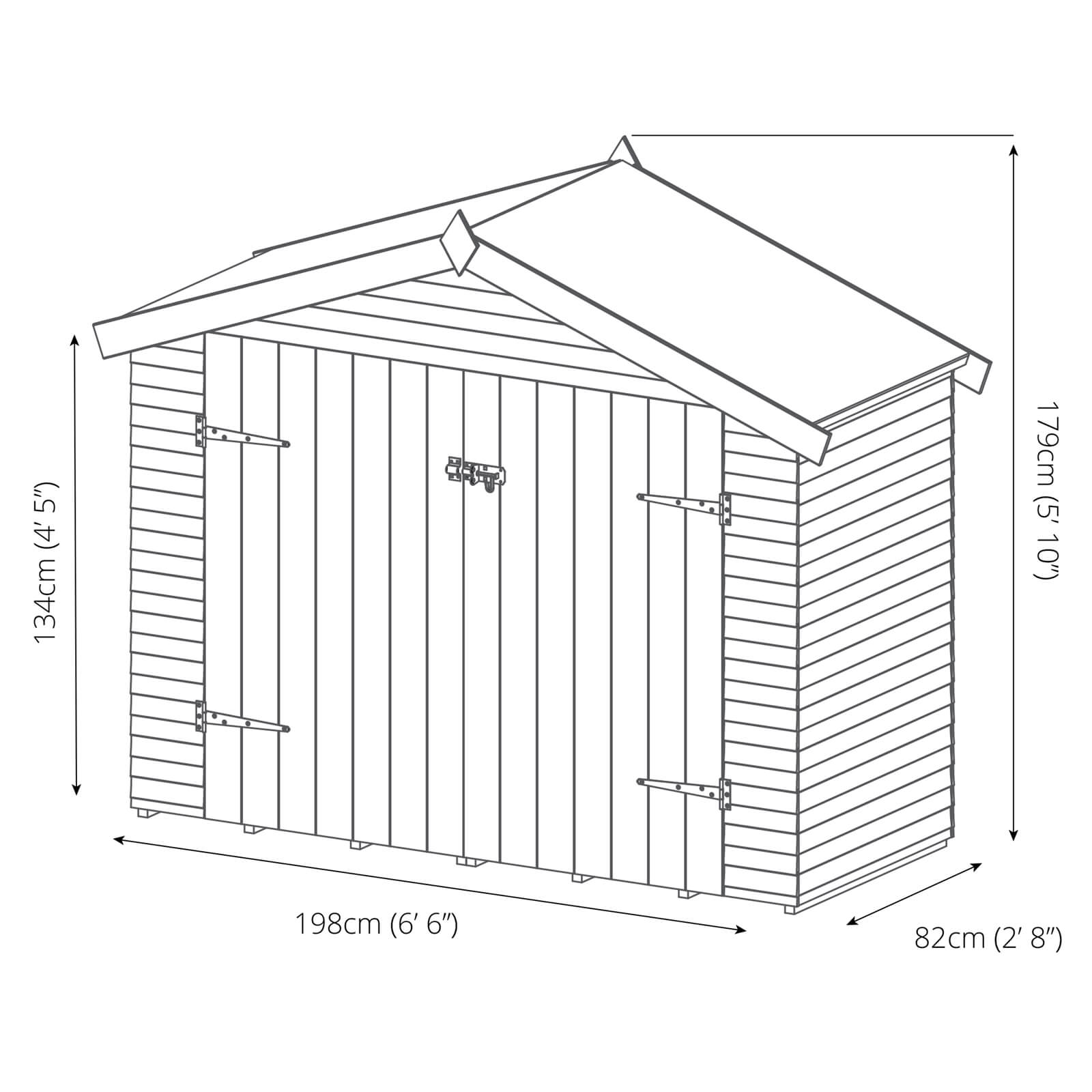 Mercia (Installation Included) 7x3ft Shiplap Apex Bike Shed