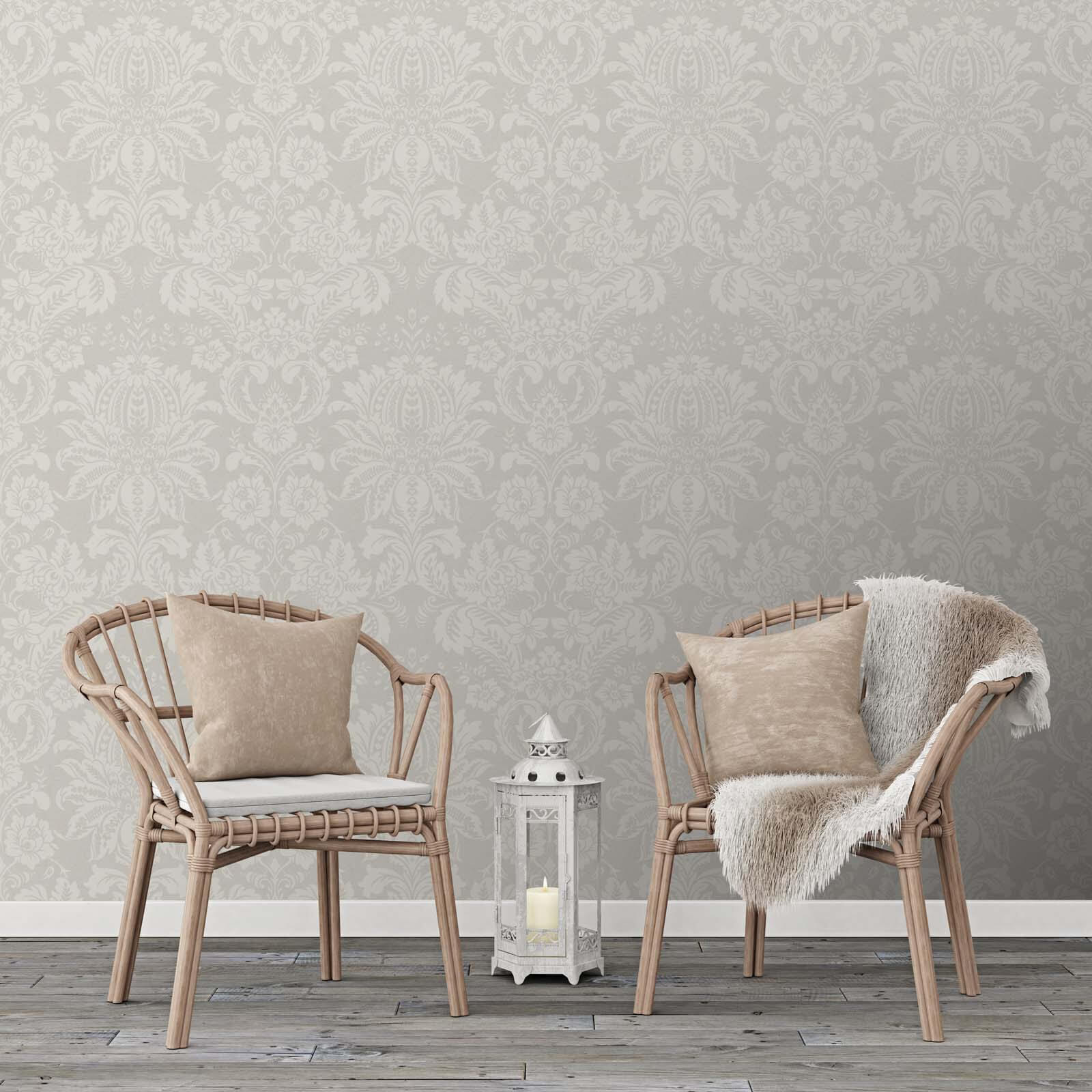 Superfresco Easy Floral Damask Taupe Wallpaper