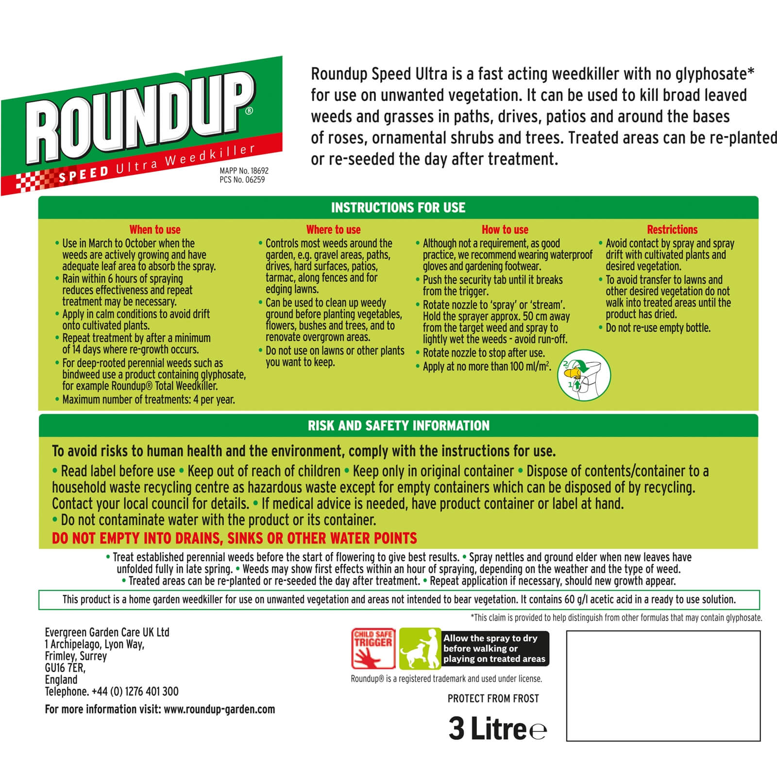 Roundup Speed Ultra Ready To Use Weedkiller - 3L