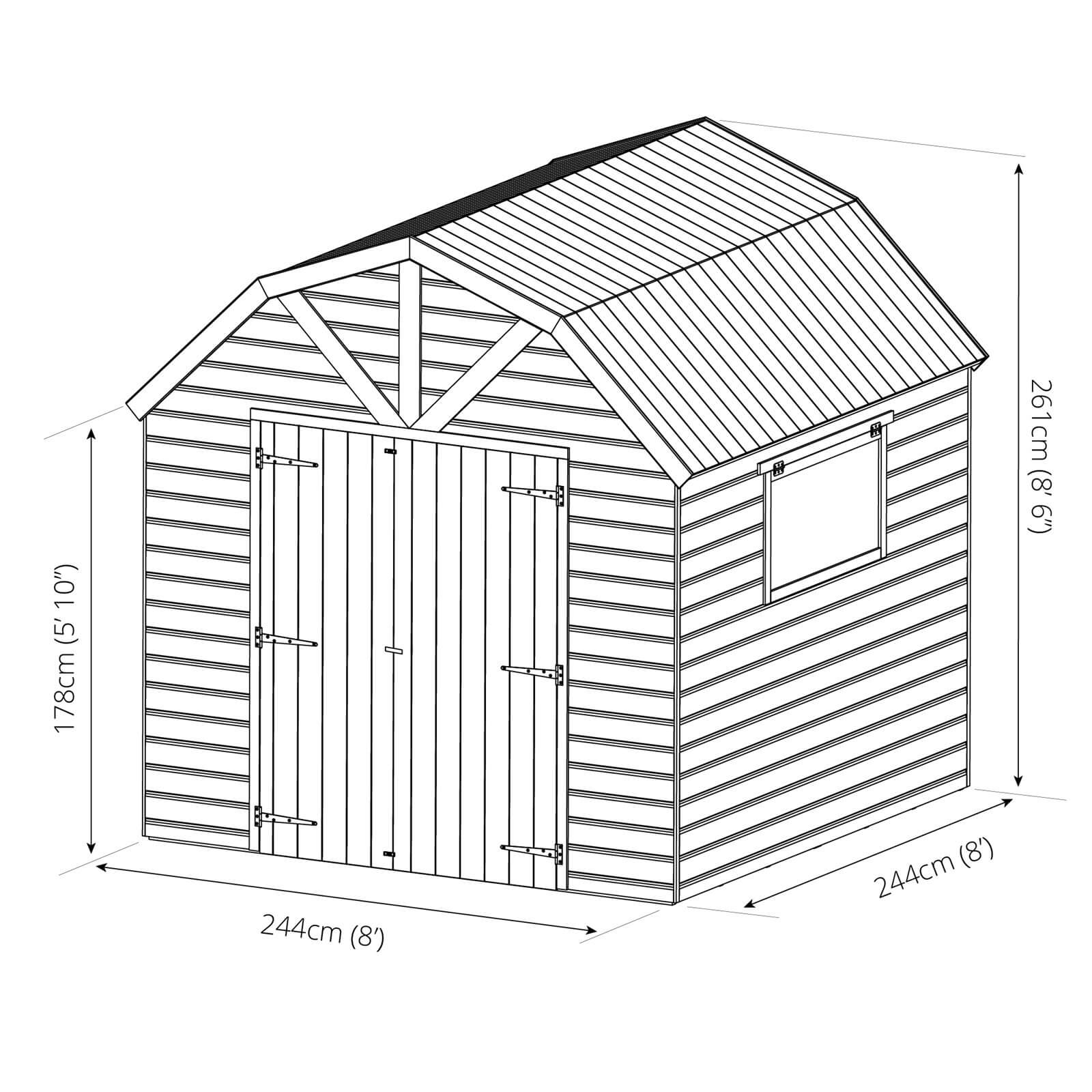 Mercia (Installation Included) 8x8ft Dutch Barn Shed