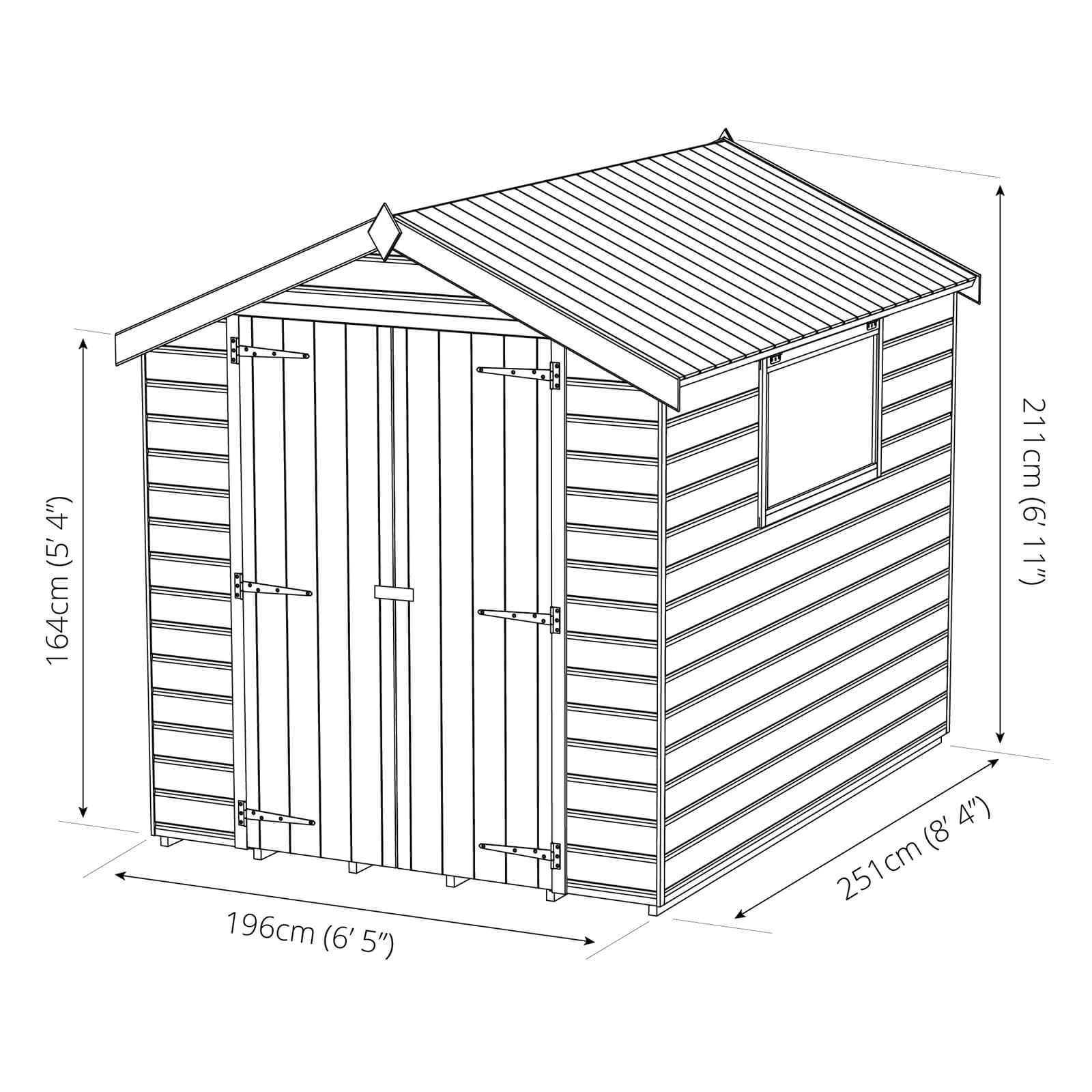 Mercia (Installation Included) 8x6ft Premium Tongue & Groove Apex Shed