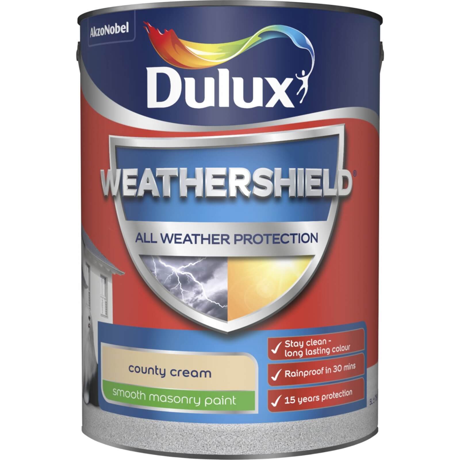 Dulux Weathershield All Weather Smooth Masonry Paint County Cream - 5L