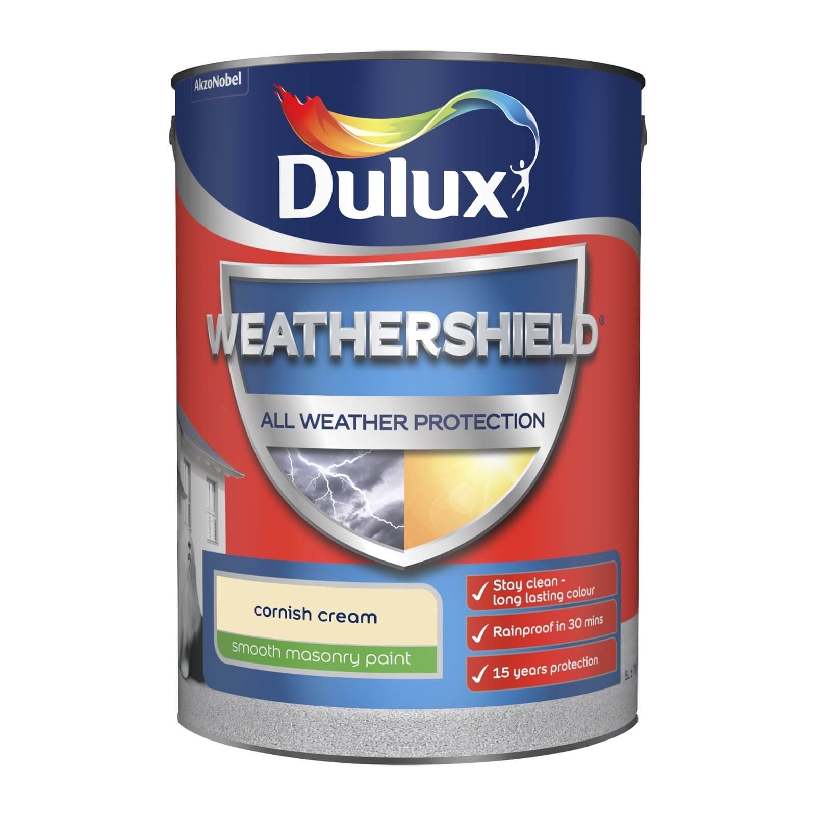Dulux Weathershield All Weather Smooth Masonry Paint Cornish Cream - 5L