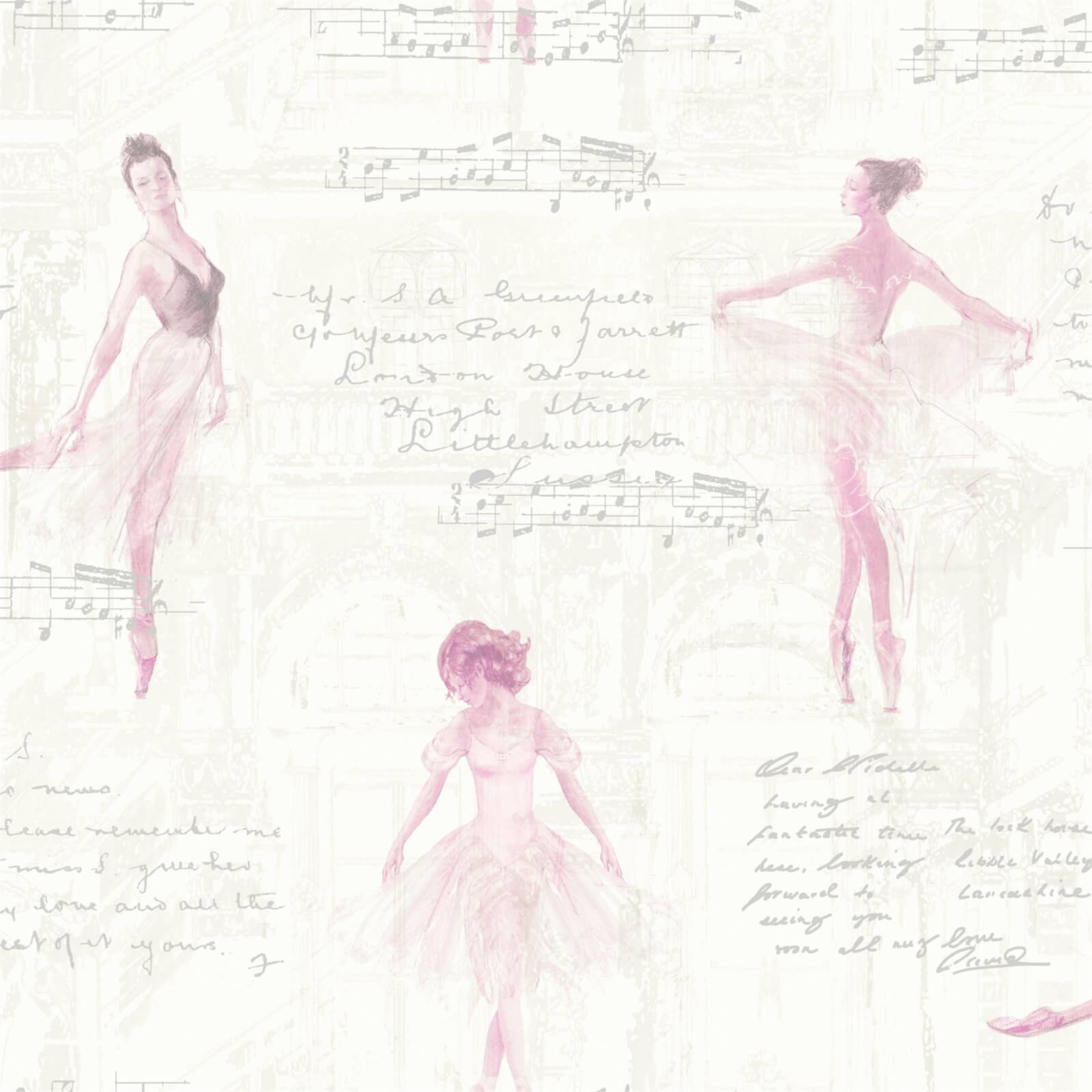 Arthouse Pirouette Ballet Dancer Kids Smooth Metallic Glitter Pink Wallpaper