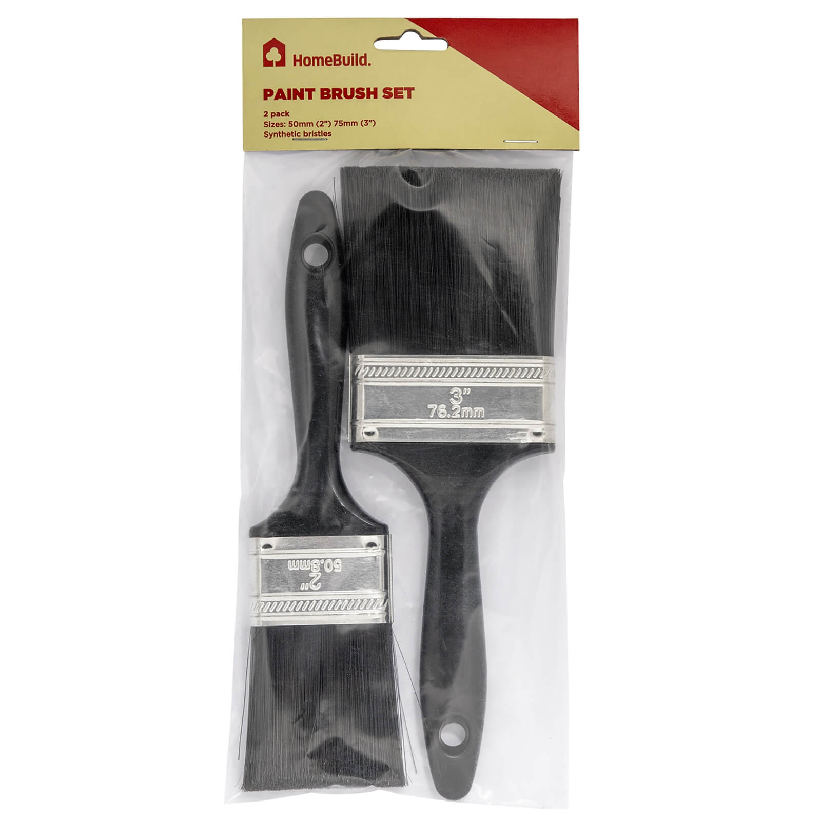 Pack of 2 HomeBuild Paint Brushes - 50/75mm