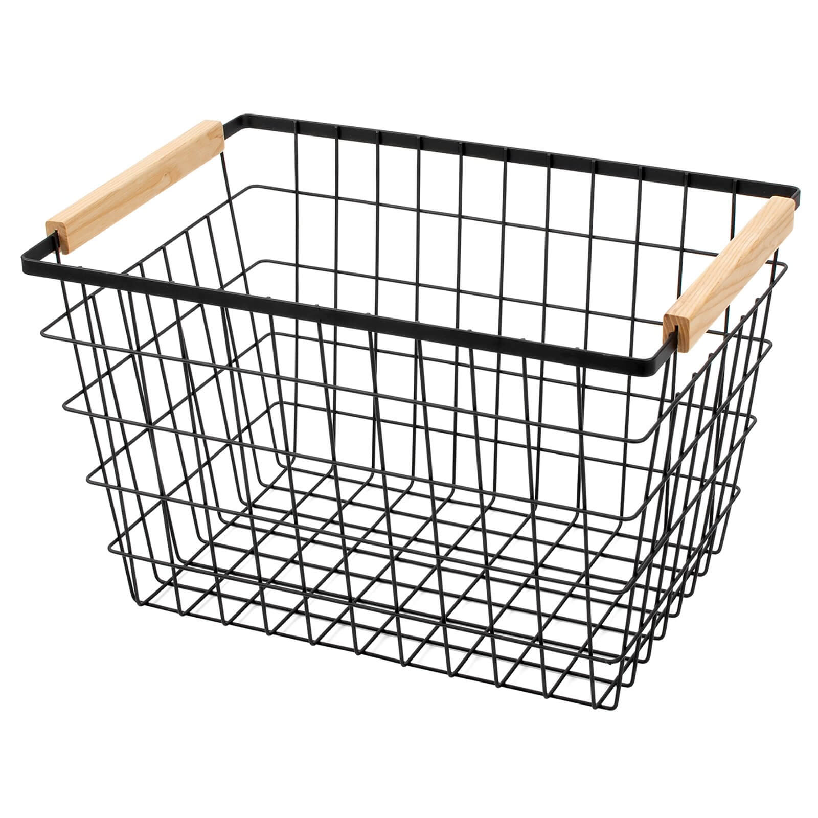 Large Iron Wire Basket with Ash Handles
