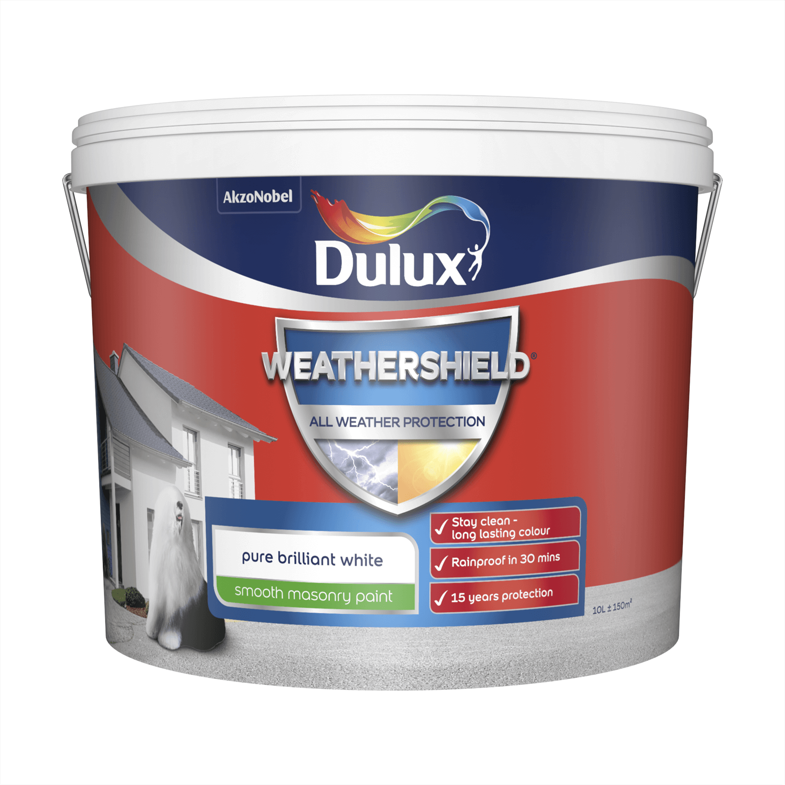 Dulux Weathershield All Weather Smooth Masonry Paint Pure Brilliant White - 10L