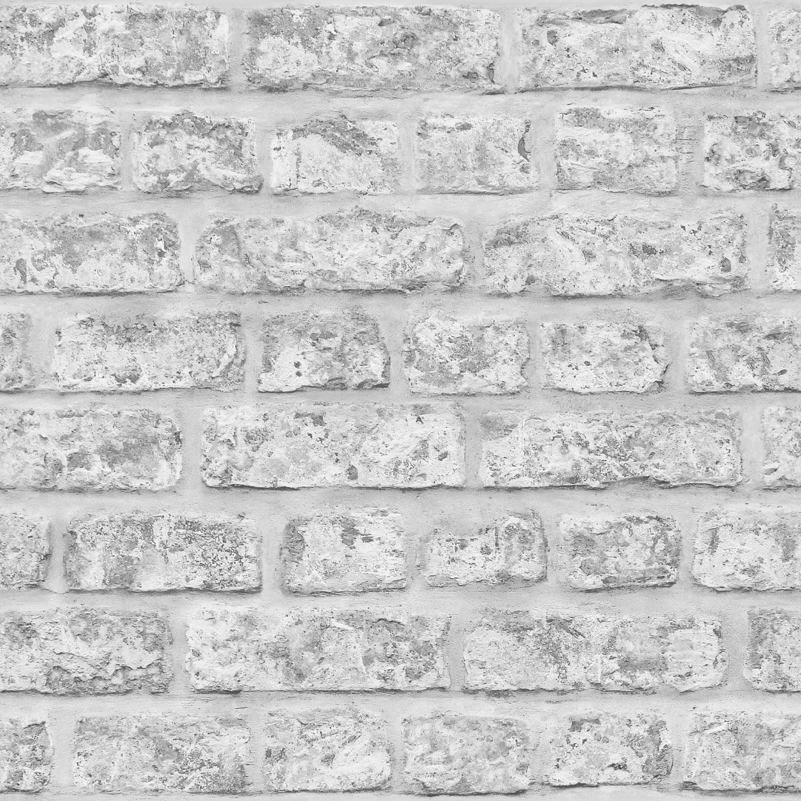 Arthouse Rustic Brick Smooth Grey Wallpaper