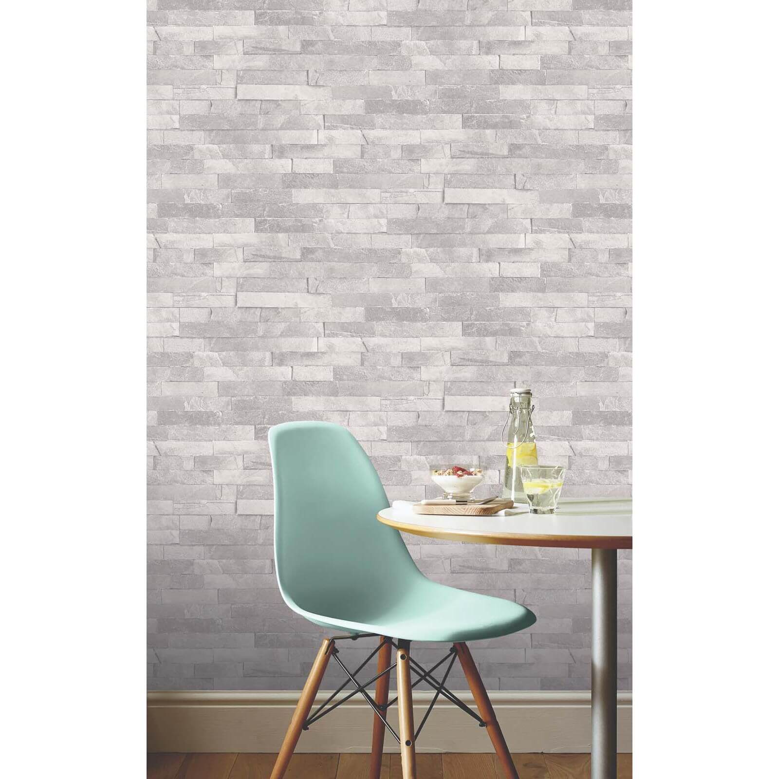 Arthouse Diamond Slate Brick Textured Glitter Dove Grey Wallpaper