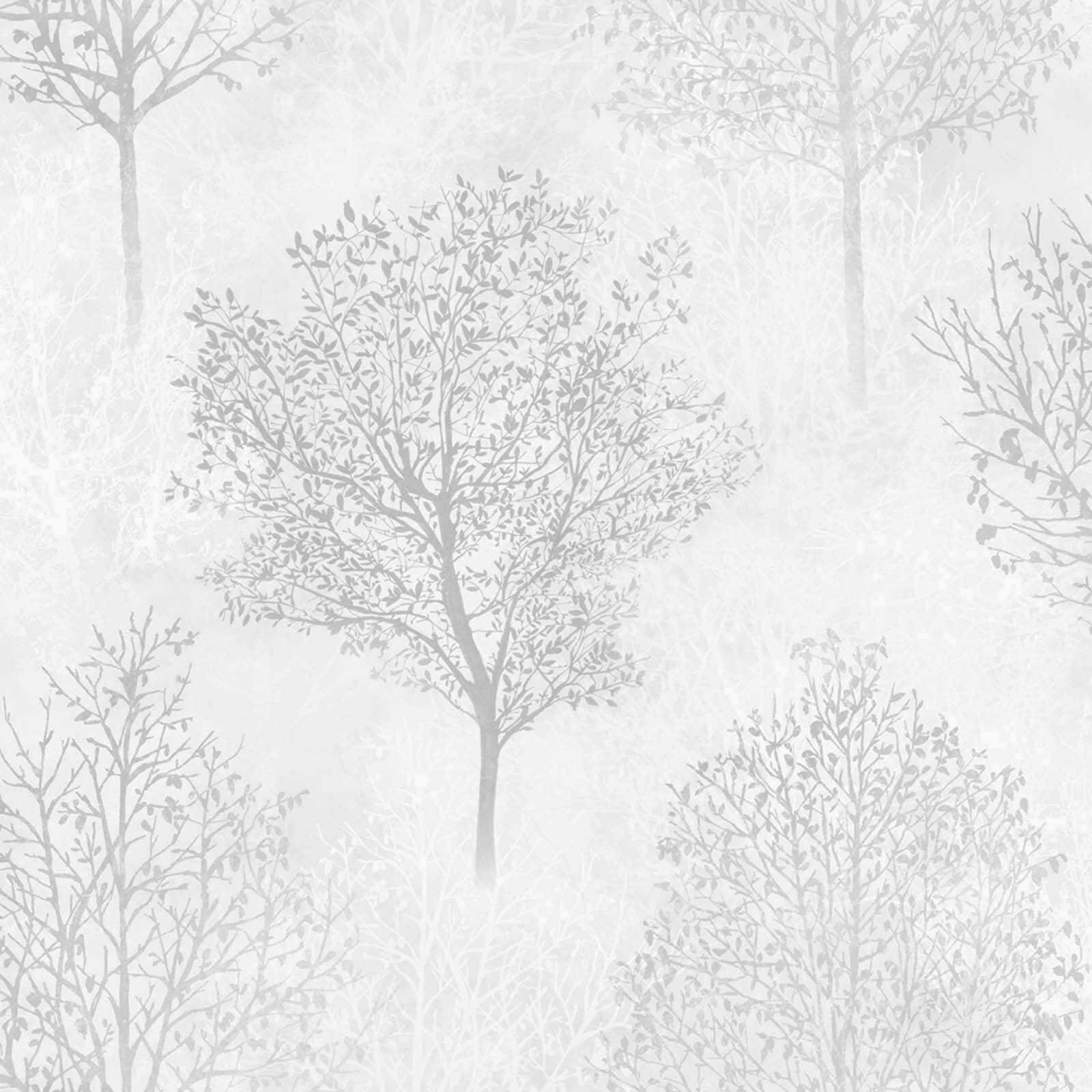 Arthouse Wonderland Mono Tree Textured Glitter Grey Wallpaper