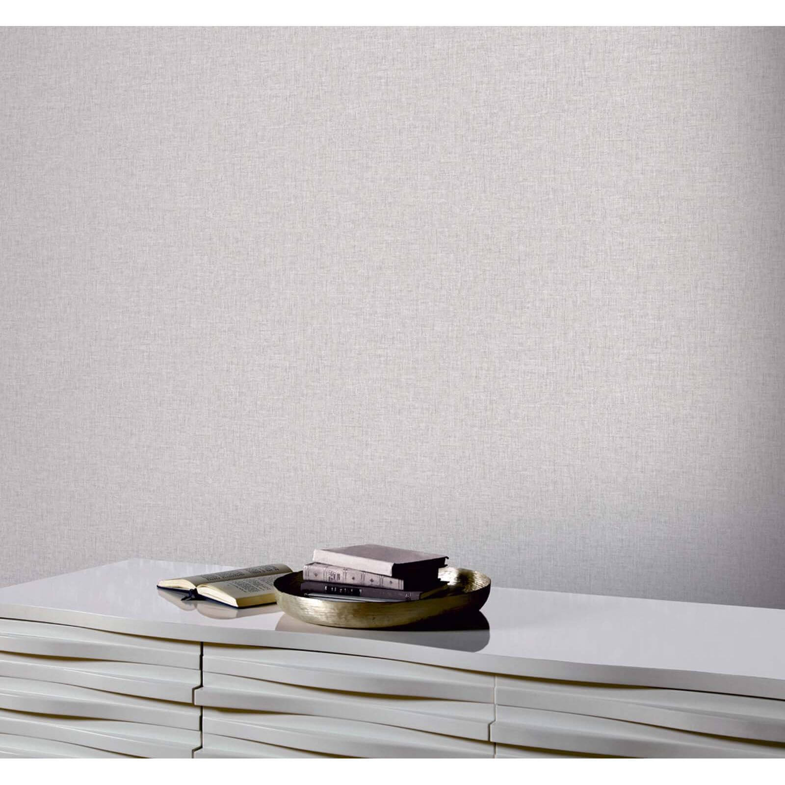 Arthouse Linen Texture Plain Textured Light Grey Wallpaper