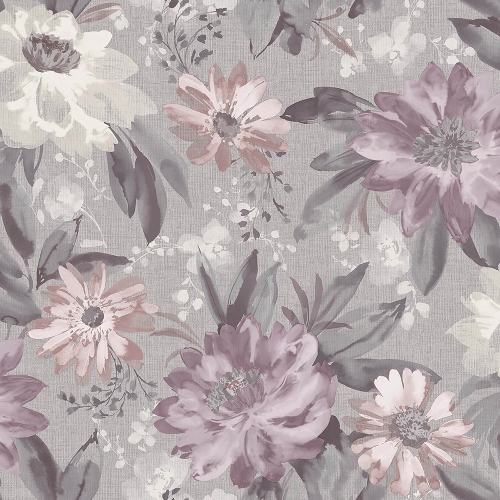 Arthouse Painted Dahlia Floral Smooth Heather Multi Coloured Wallpaper