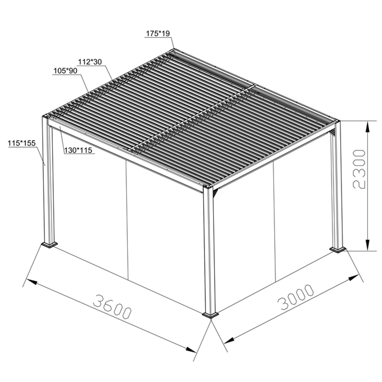 Creador Aluminium 3 x 3.6m Slat Roof Gazebo