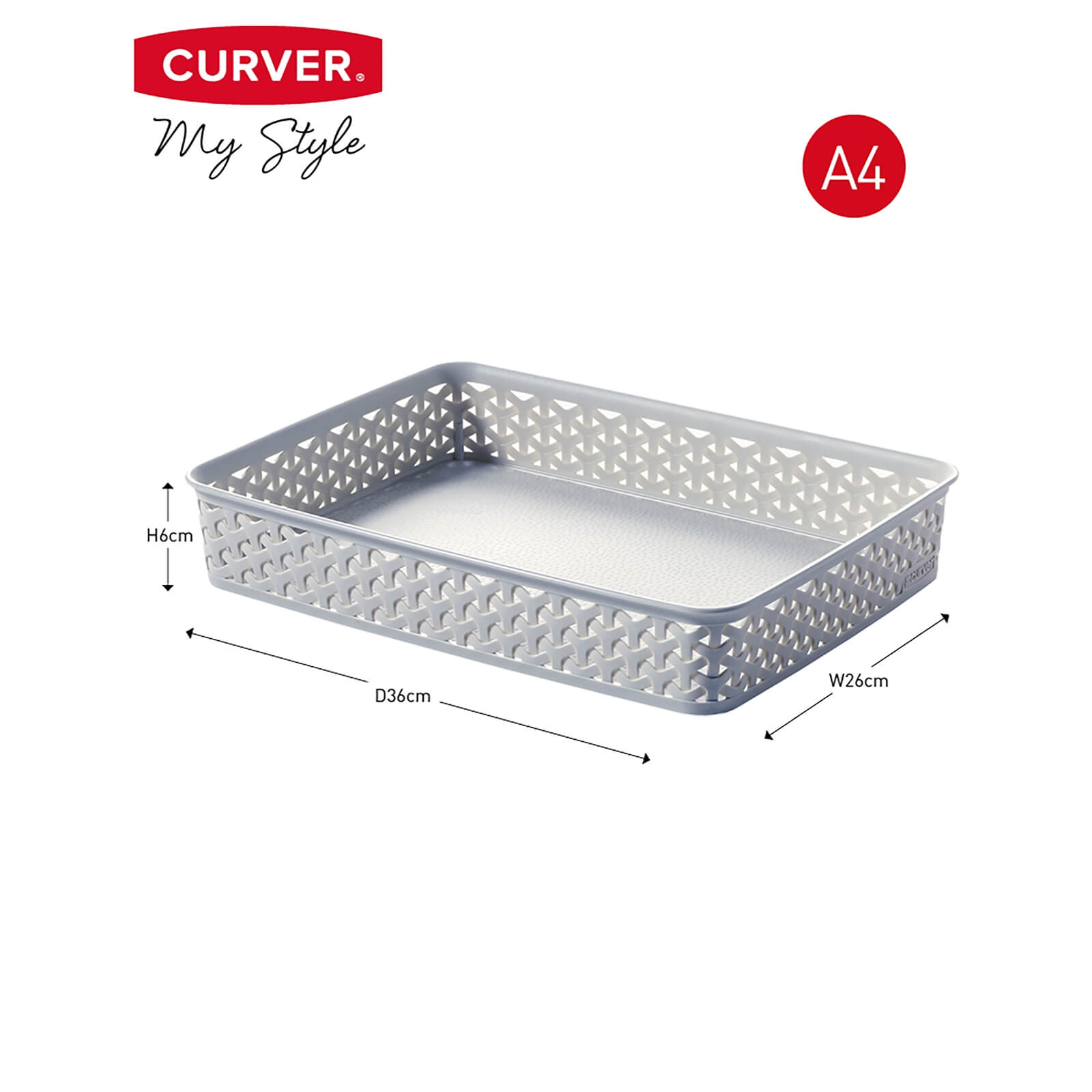 Curver My Style A4 Rectangular Plastic Storage Organiser - Grey