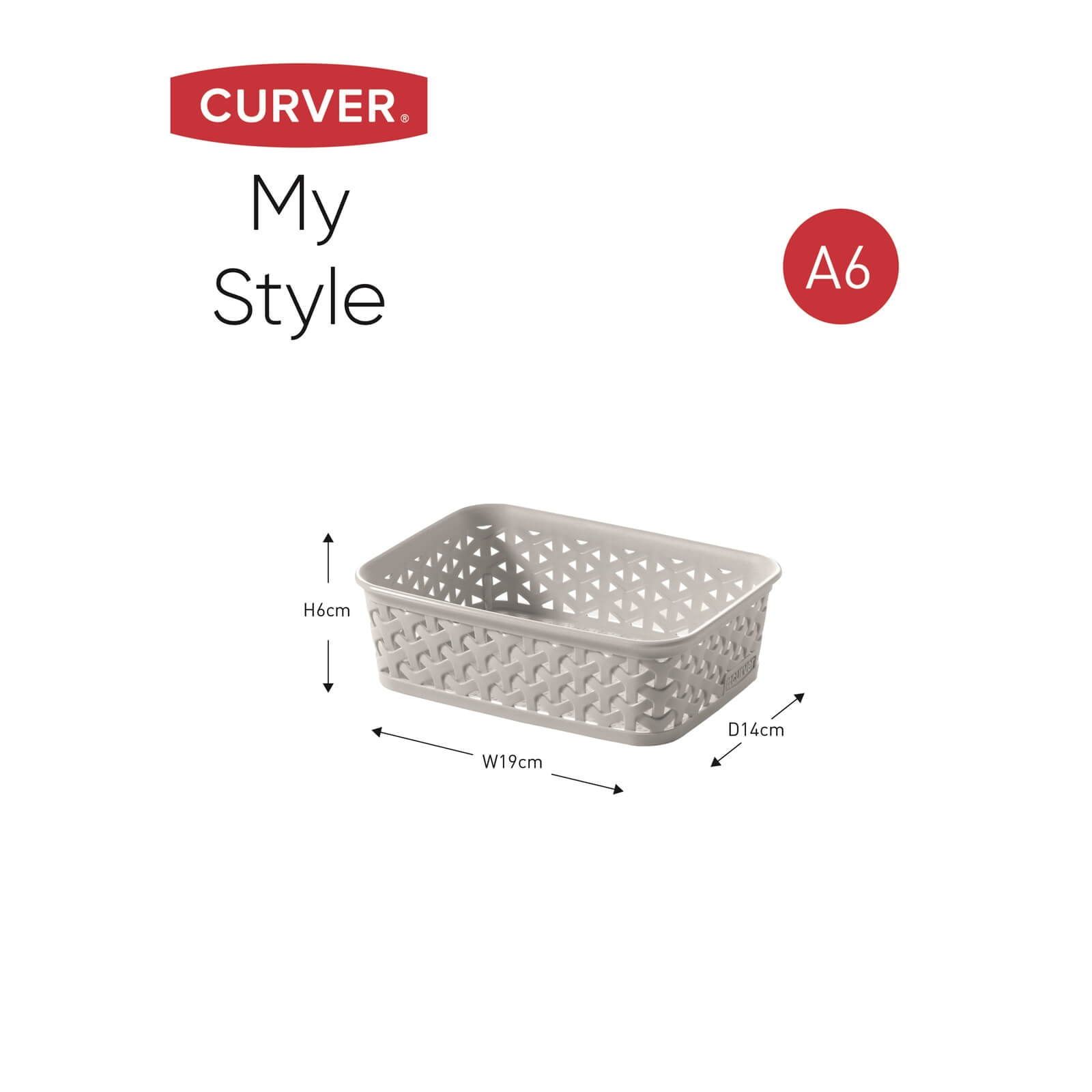 Curver My Style A6 Rectangular Plastic Storage Organiser - Grey