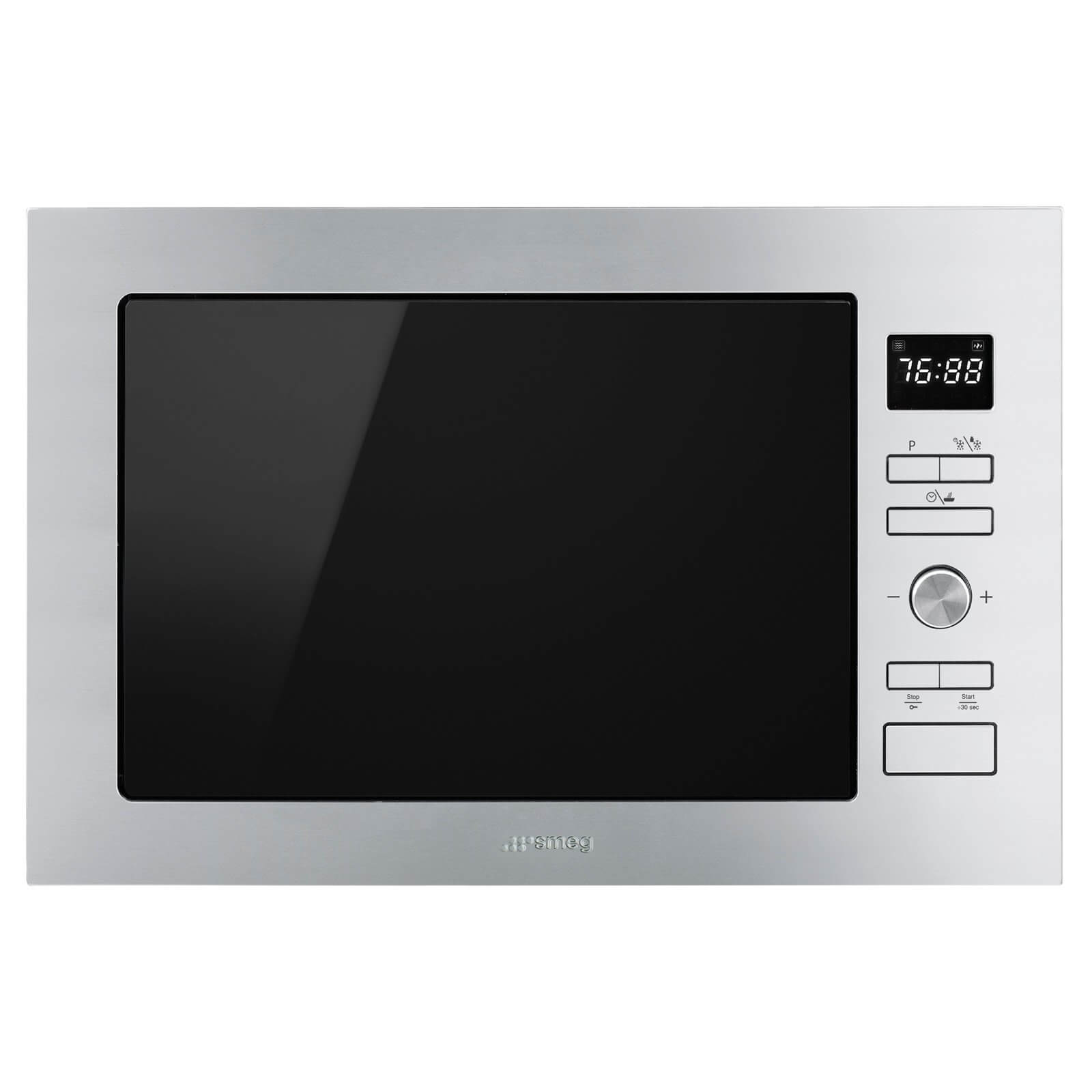 Smeg FMI425S Cucina Silver Glass Built-in Microwave Oven with Grill complete with Frame - 25 litres