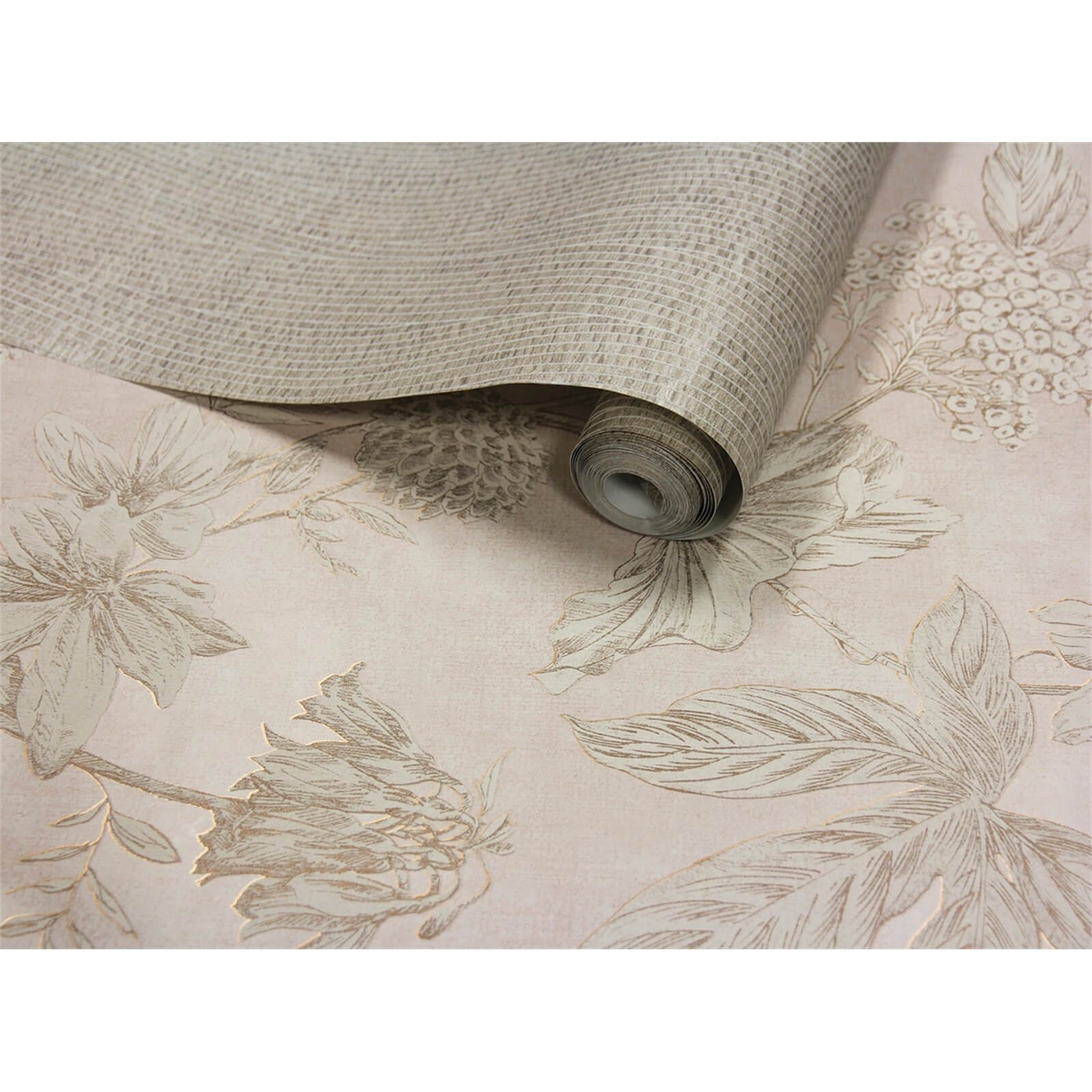 Arthouse Botanic Floral Textured Metallic Nude Wallpaper