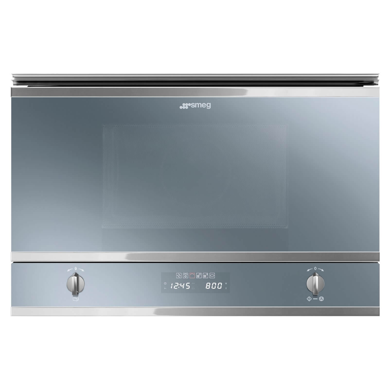 Smeg MP422S Cucina Silver Glass Microwave Oven with Grill and side opening door -320mm depth