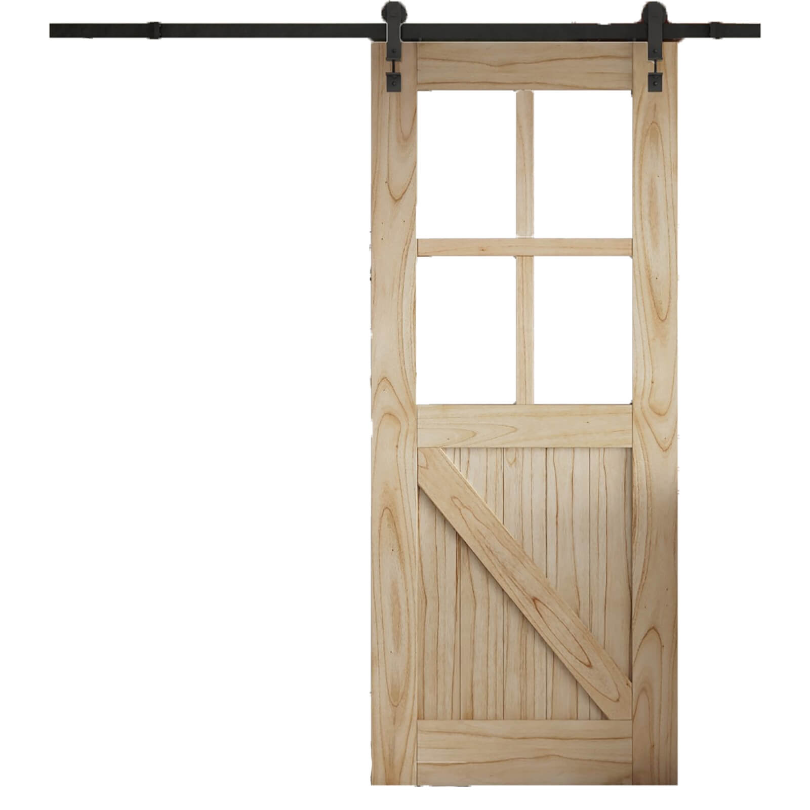 Cottage FLB Sliding Barn Clear Glazed Door with Industrial Track 2073 x 862mm