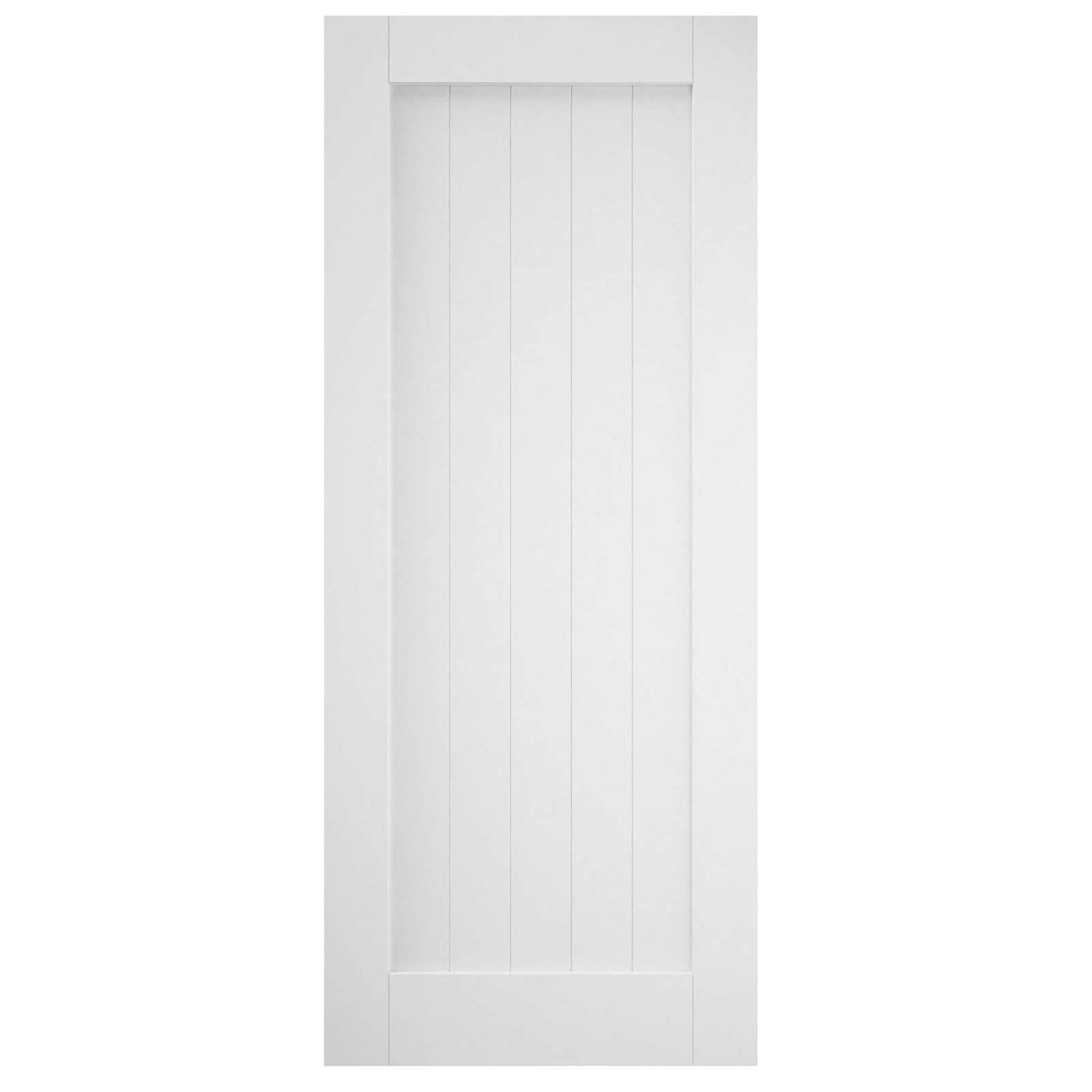 Cottage White Primed FLB Sliding Barn Door with Elegant Track 2073 x 862mm
