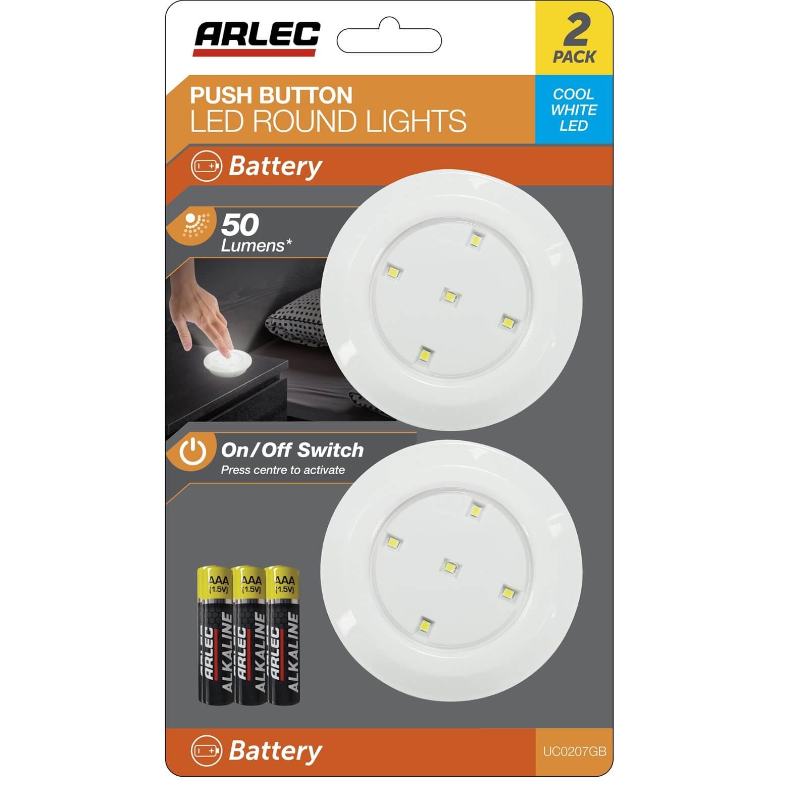 Arlec 2 Pack Round LED Push Lights