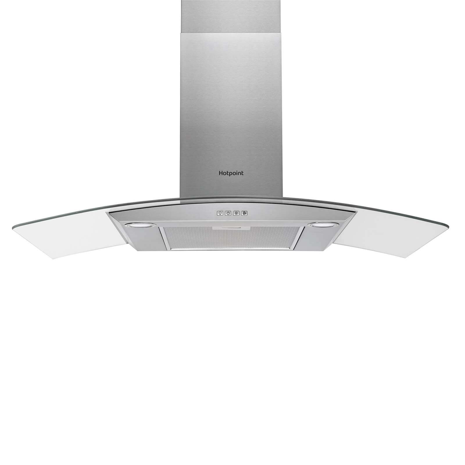 Hotpoint Newstyle PHGC9.4FLMX Curved Glass Chimney Cooker Hood - 90cm - Stainless Steel