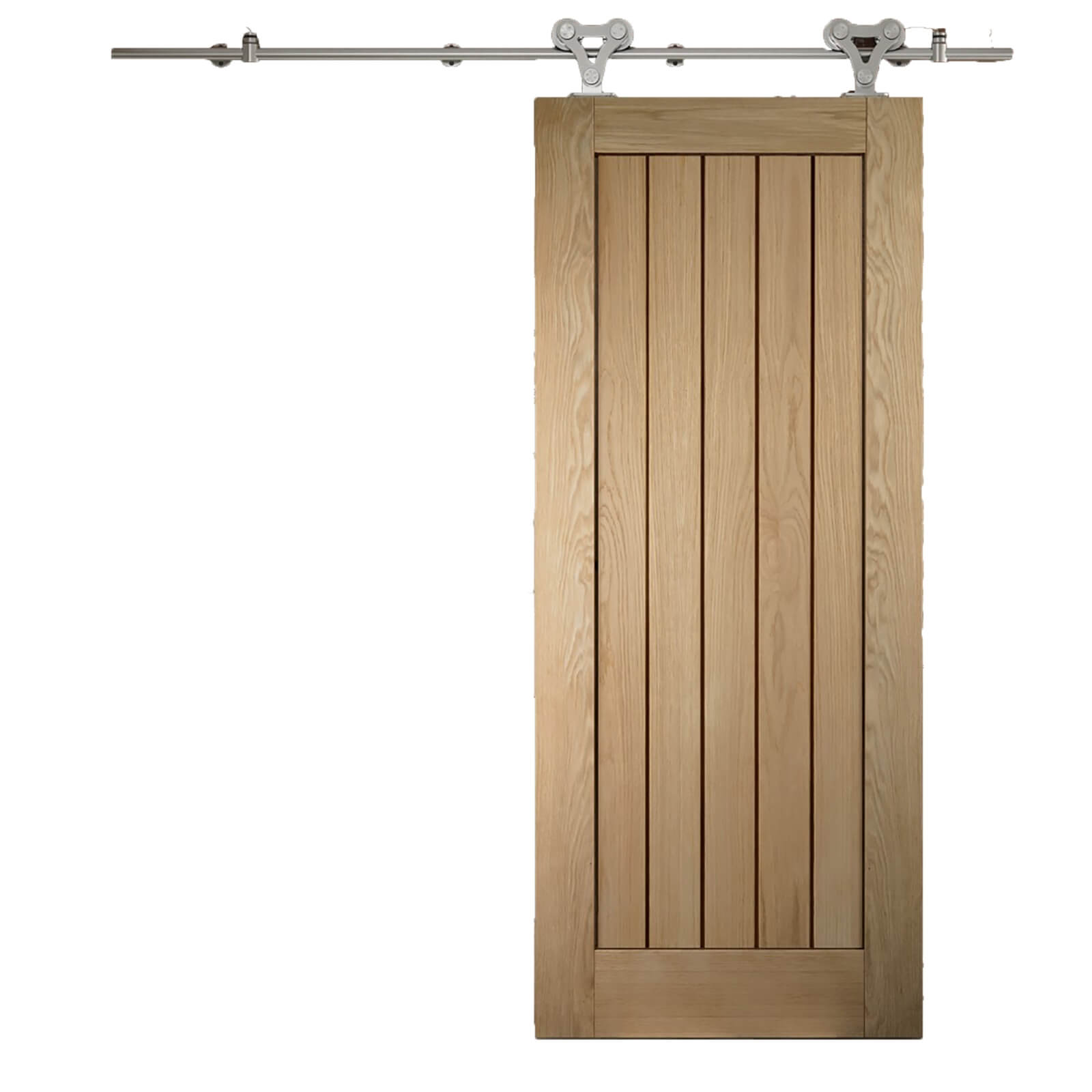 Cottage Oak Sliding Barn Door with Elegant Track 2073 x 862mm