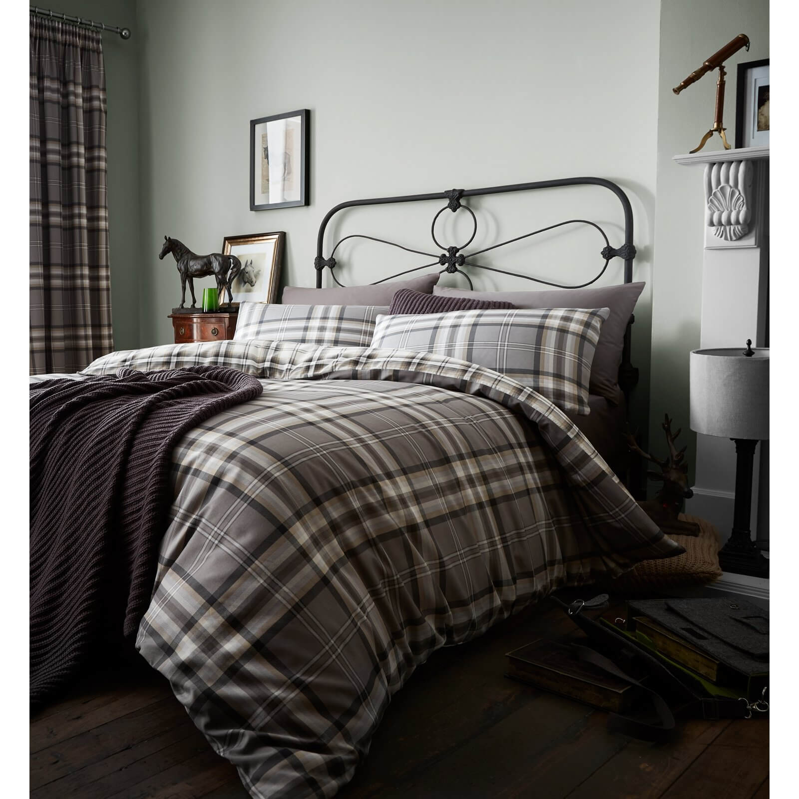 Catherine Lansfield Kelso Easy Care Double Duvet Set - Charcoal