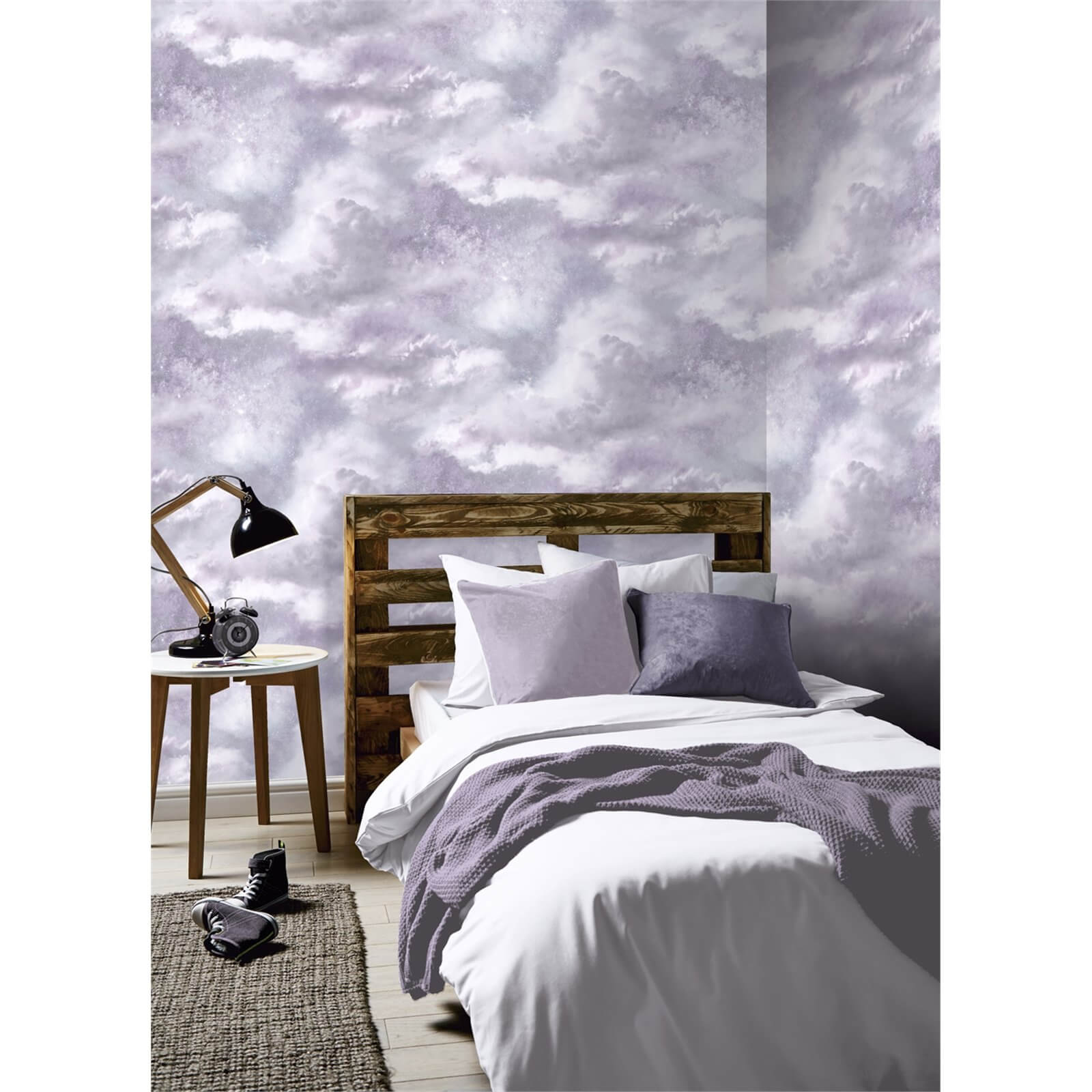 Arthouse Diamond Galaxy Cloud Textured Glitter Lilac Wallpaper