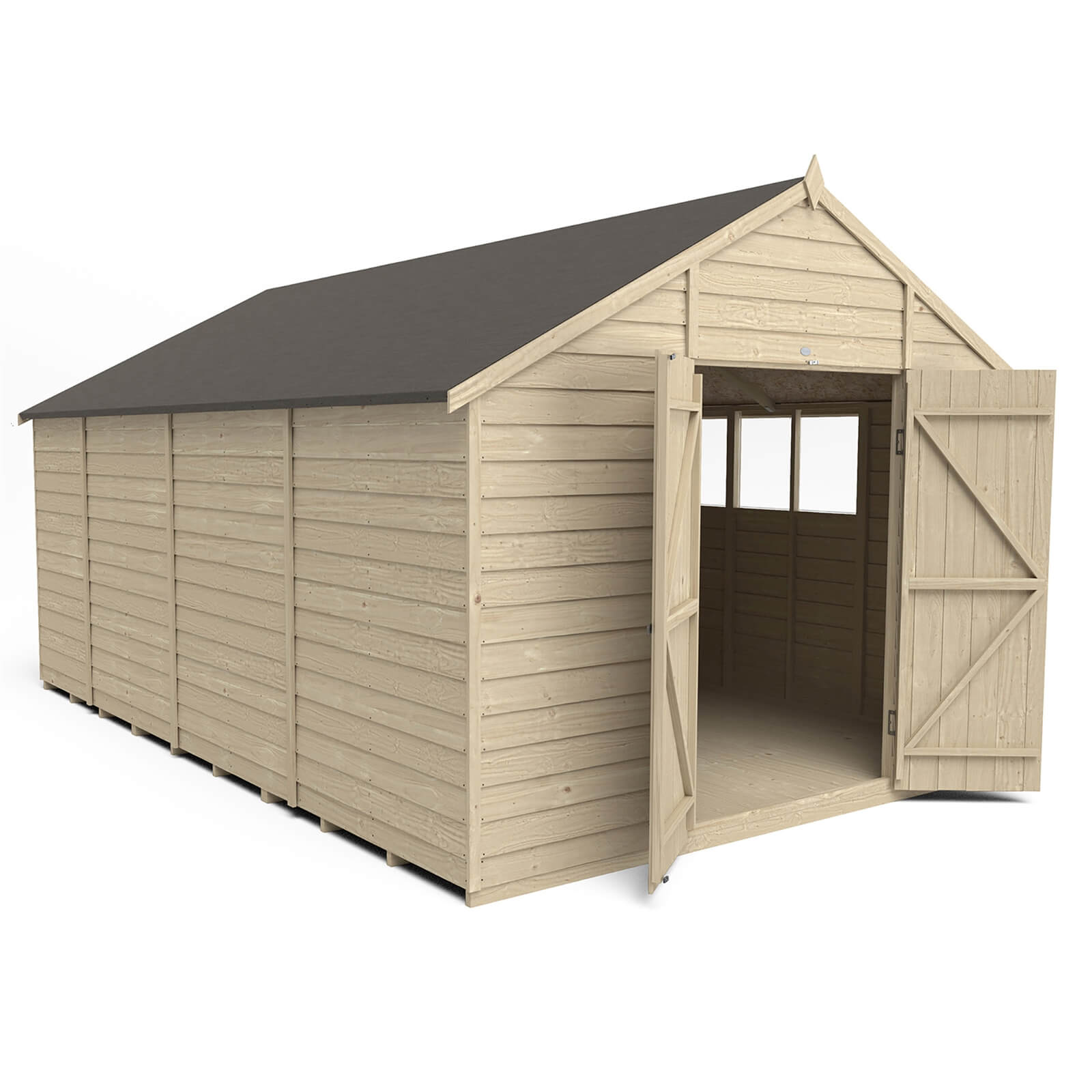 8x8ft Forest Overlap Pressure Treated Double Door Apex Shed