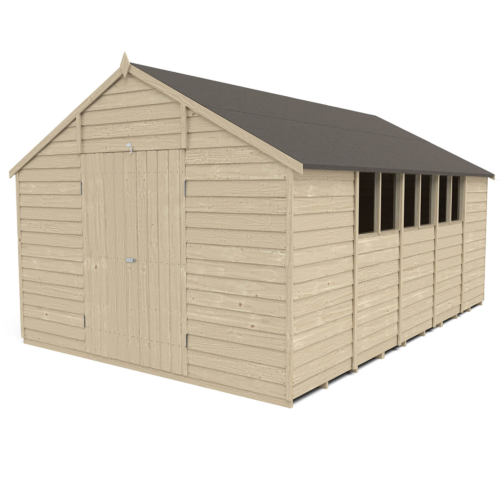 8x8ft Forest Overlap Pressure Treated Double Door Apex Shed