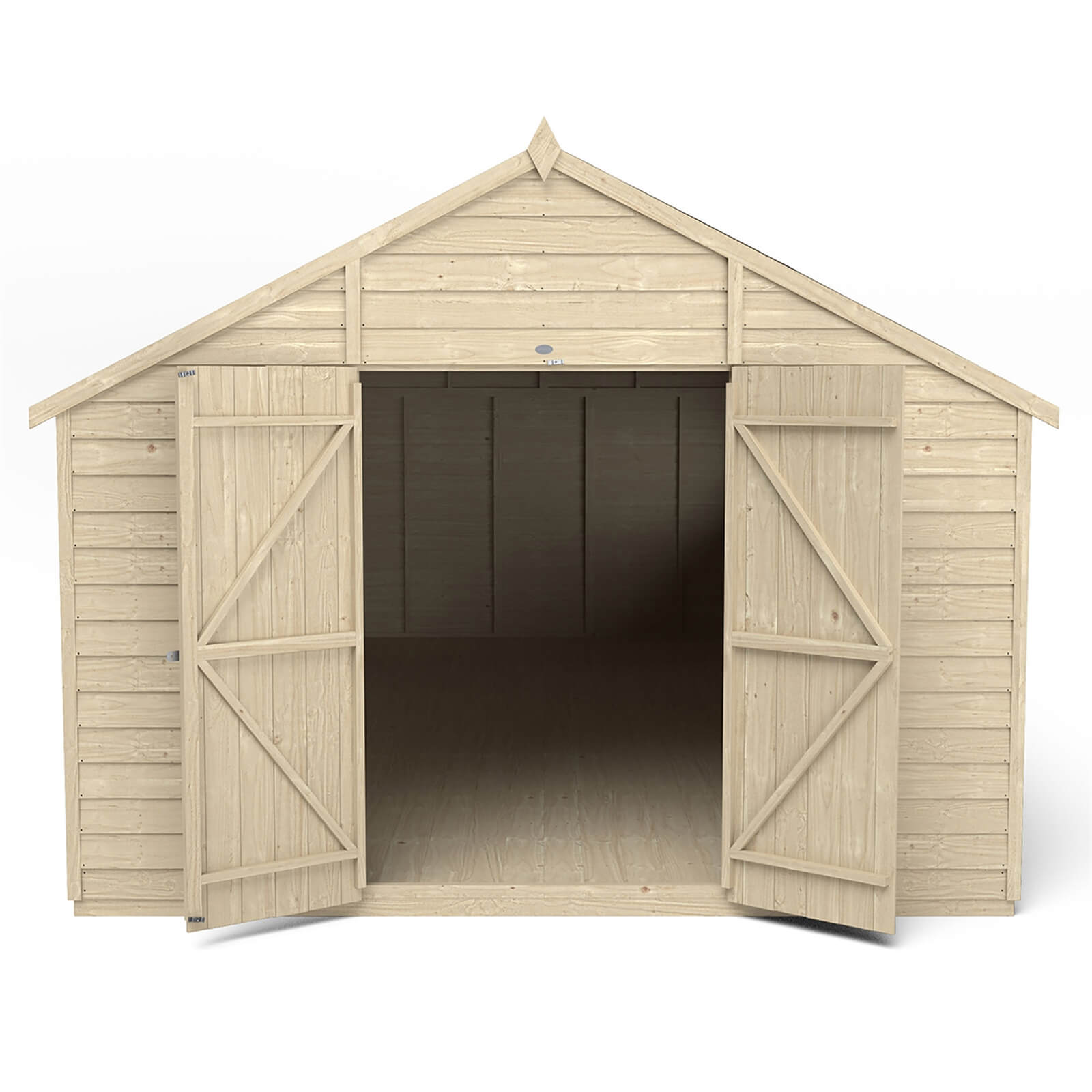 10x20ft Forest Overlap Pressure Treated Double Door Apex Shed
