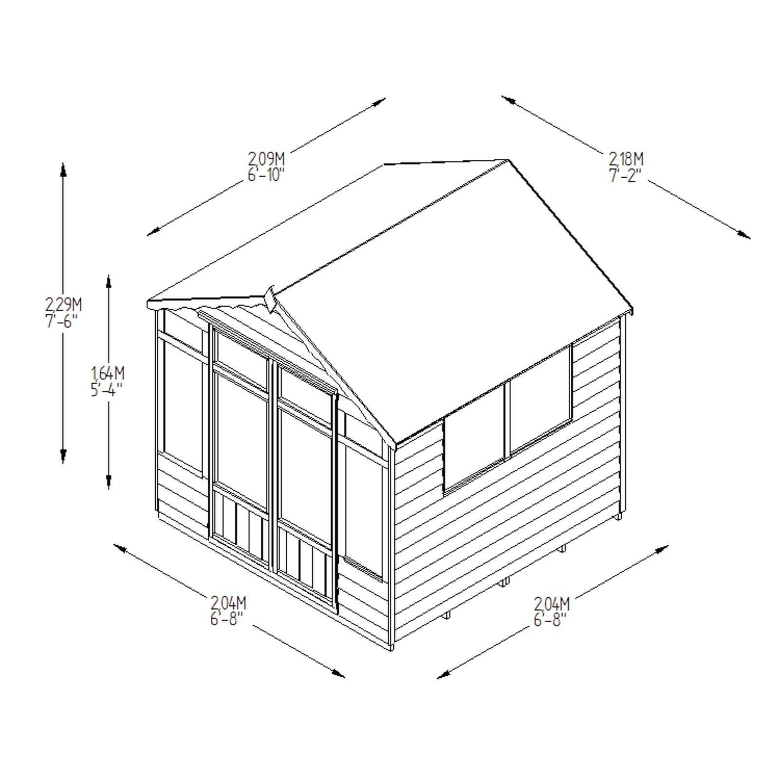 7x7ft Forest Oakley Overlap Dip Treated Double Door Apex Shed/Summerhouse - incl. Installation
