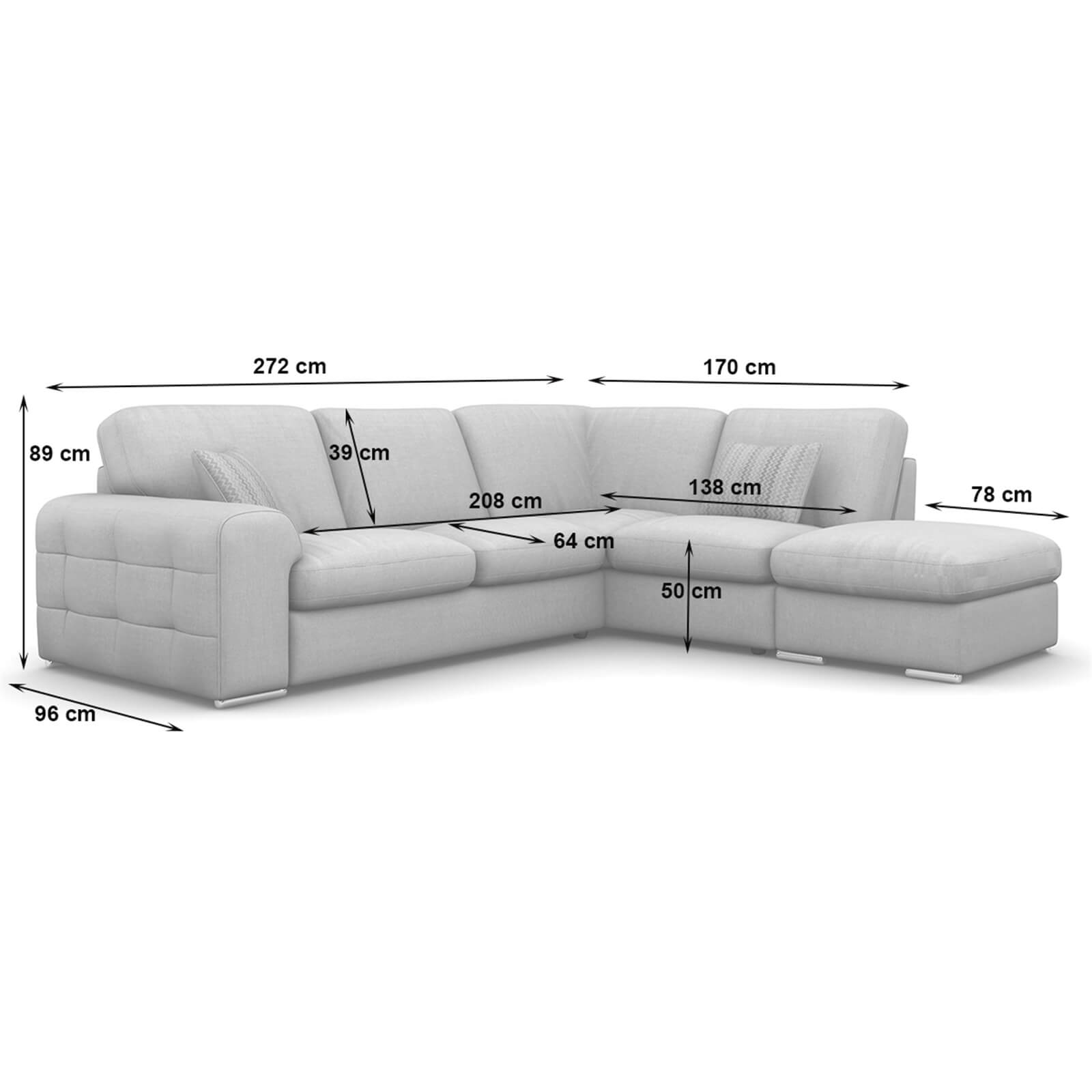 Amethyst Righthand Corner Sofa - Charcoal