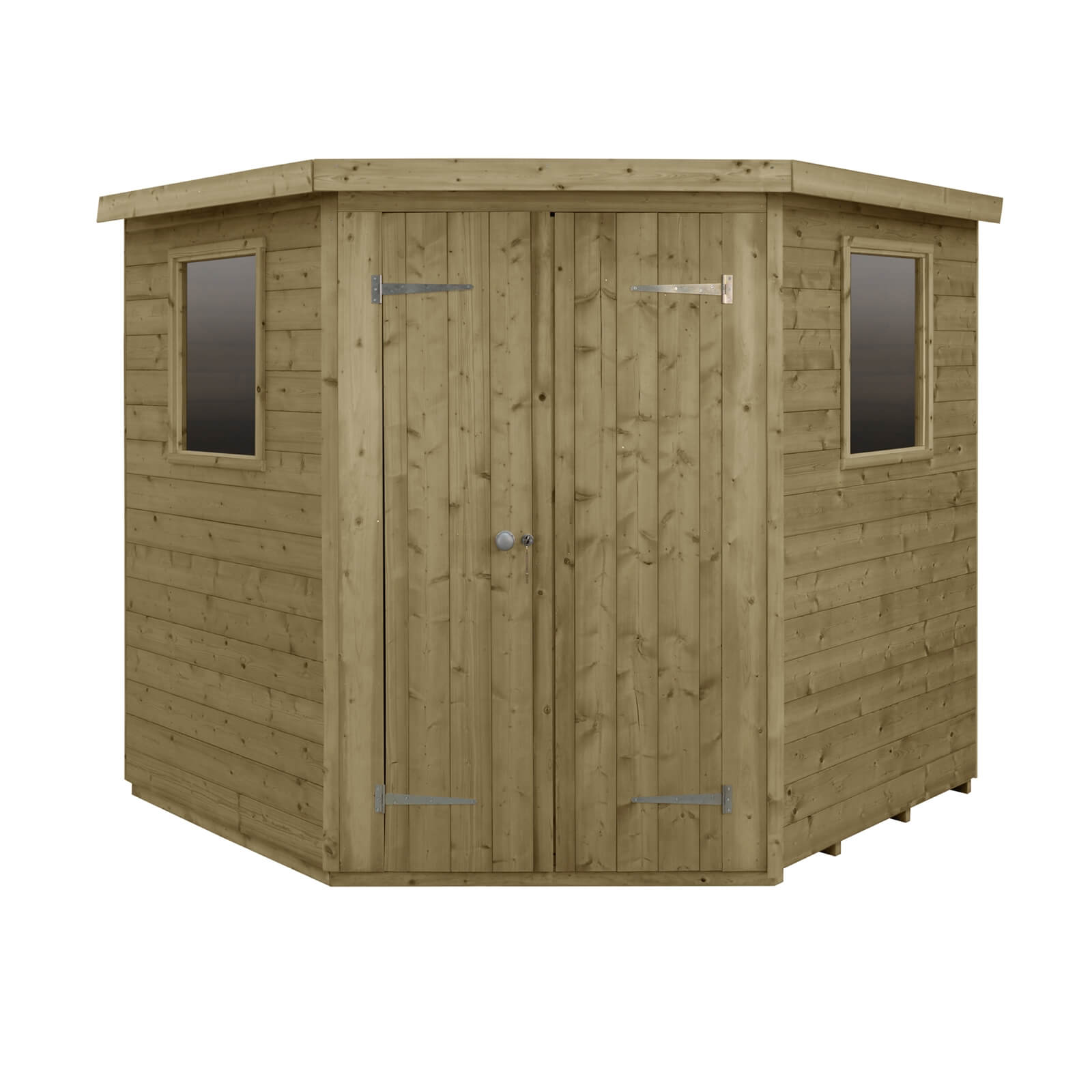7x7ft Forest T&G Pressure Treated Corner Shed - incl. Installation