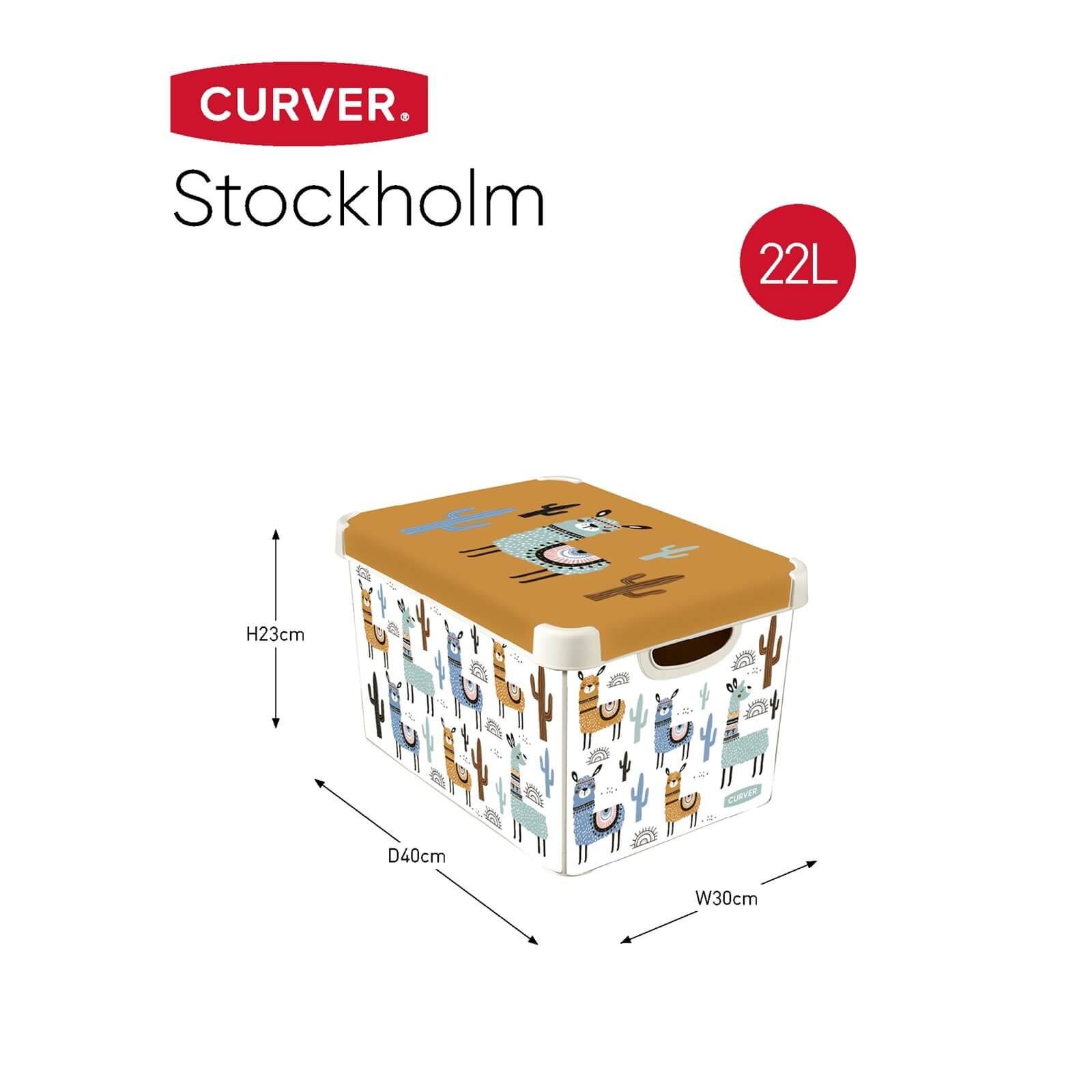 Curver Stockholm Llama Plastic Deco Storage Box - Multi-Coloured - 22L