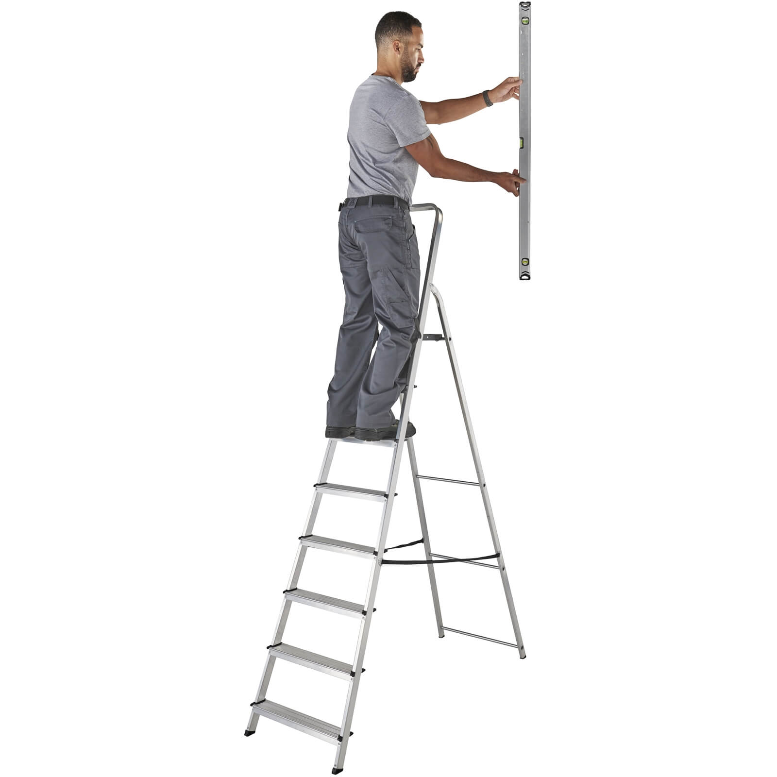 Werner High Handrail Step Ladder - 8 Tread